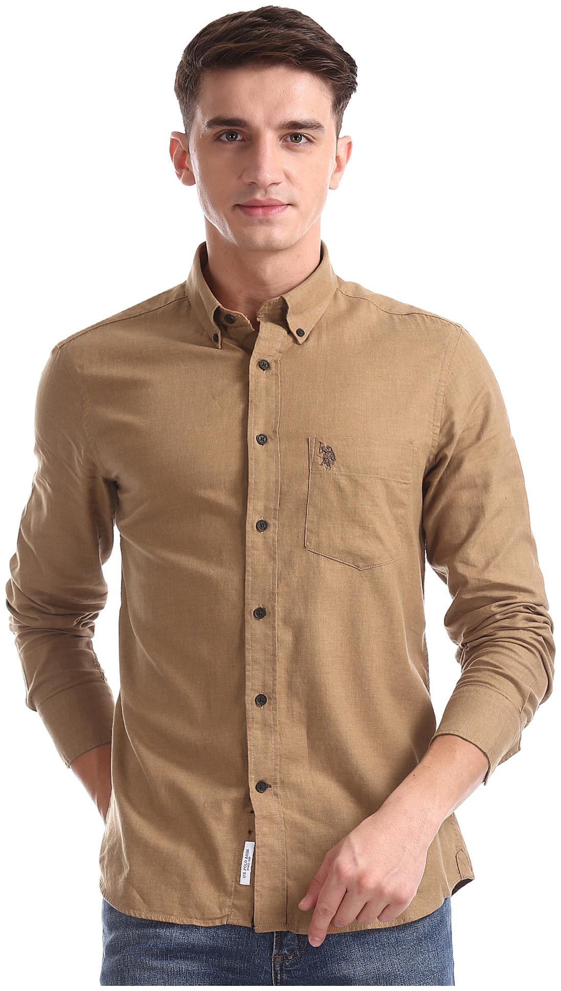 

U S Polo Assn Men Brown Solid Regular Fit Casual Shirt