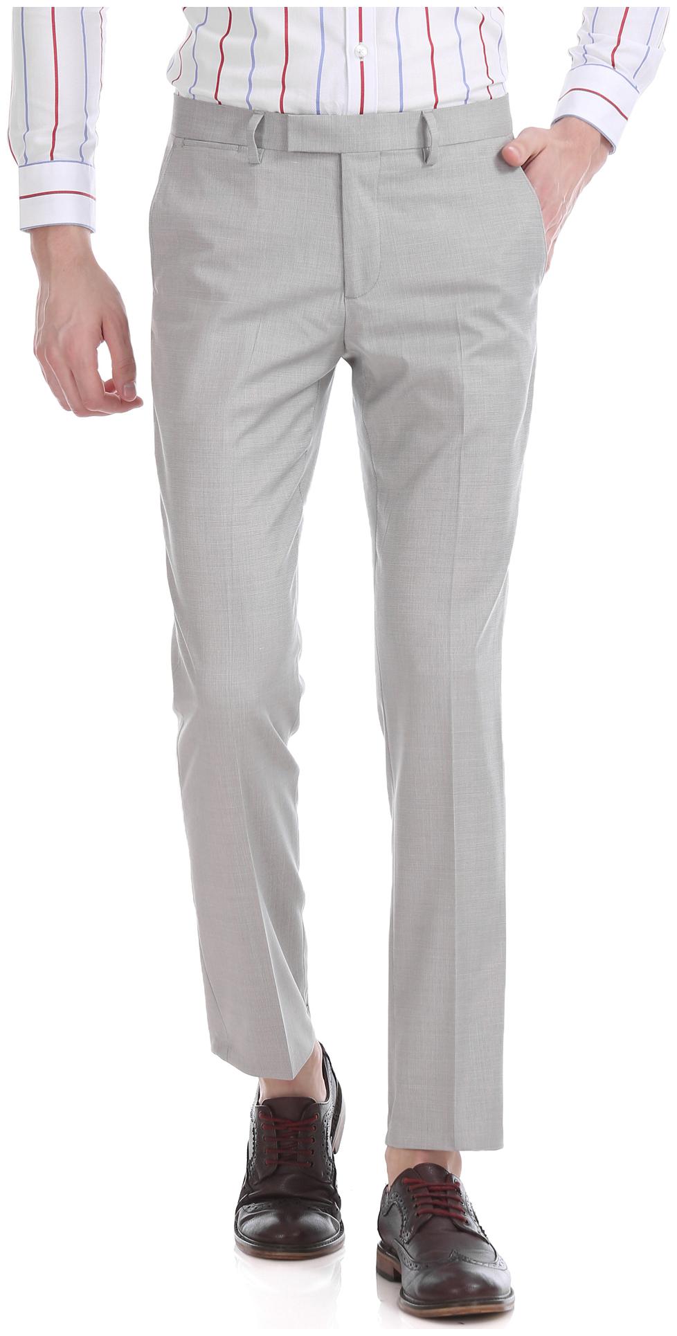 

U S Polo Assn Men Textured Slim Fit Formal Trouser - Grey