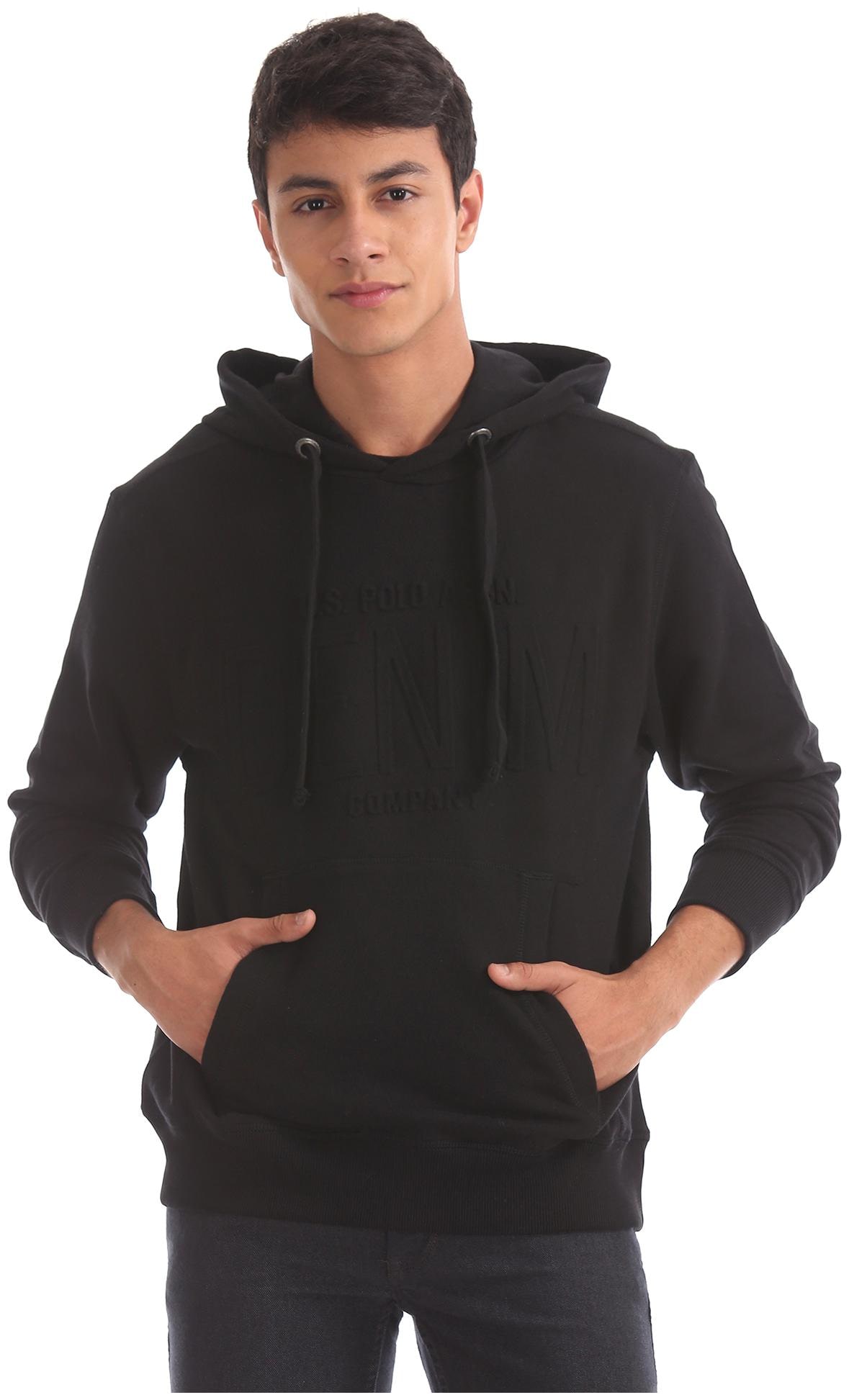 

U S Polo Assn Men Black Hooded Hoodie