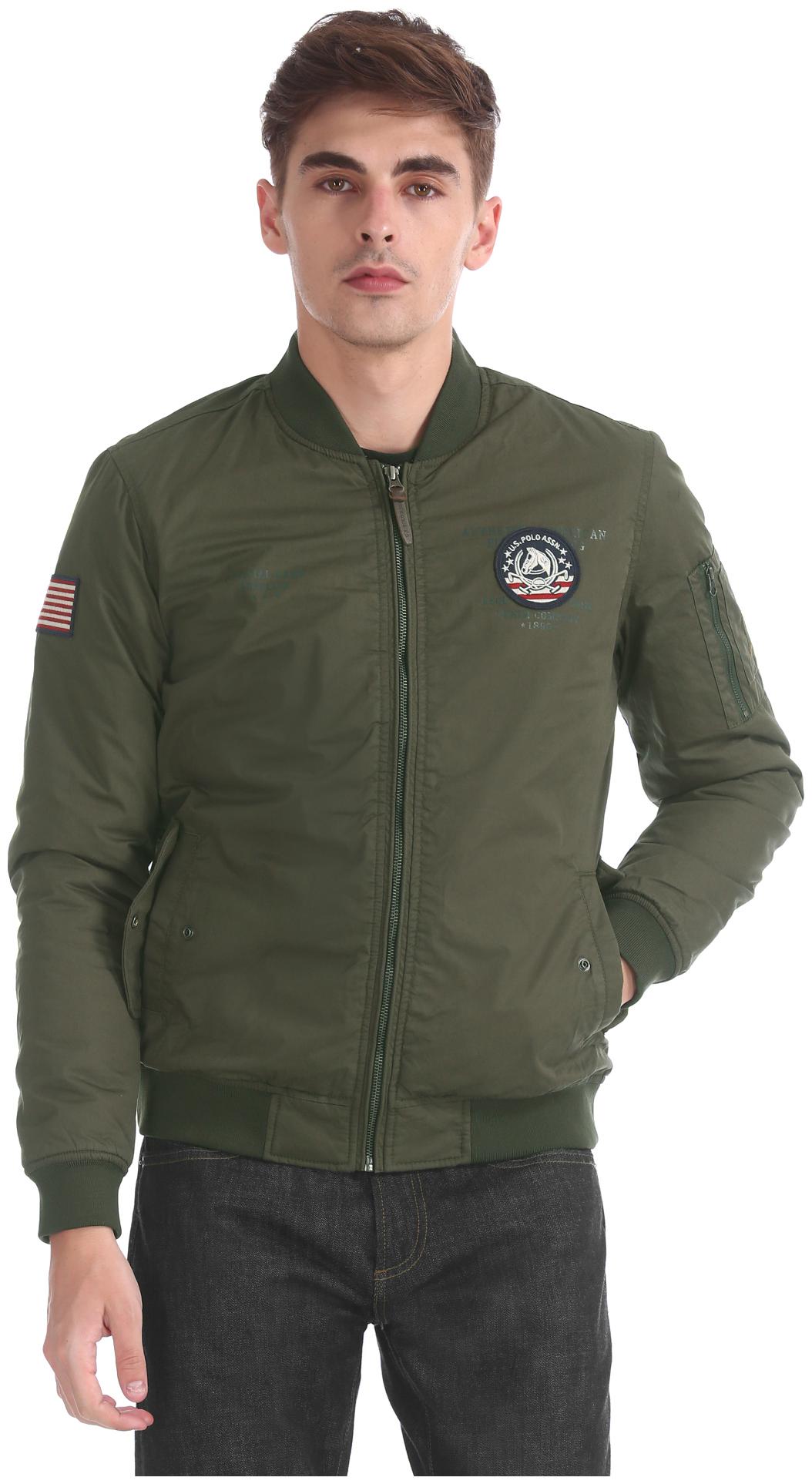 

U S Polo Assn Men Green Solid Bomber jacket