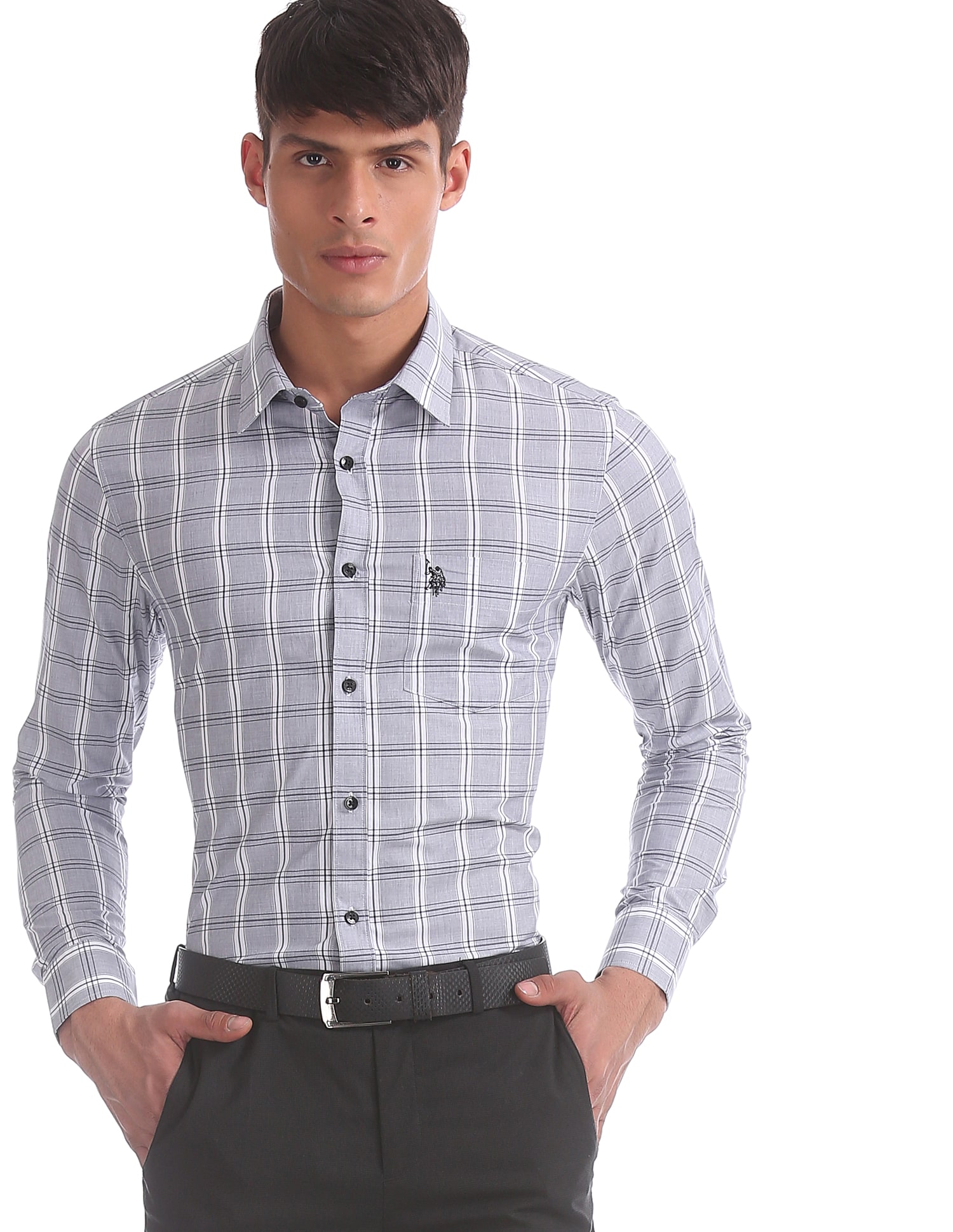 

U S Polo Assn Men Regular fit Formal Shirt - Grey