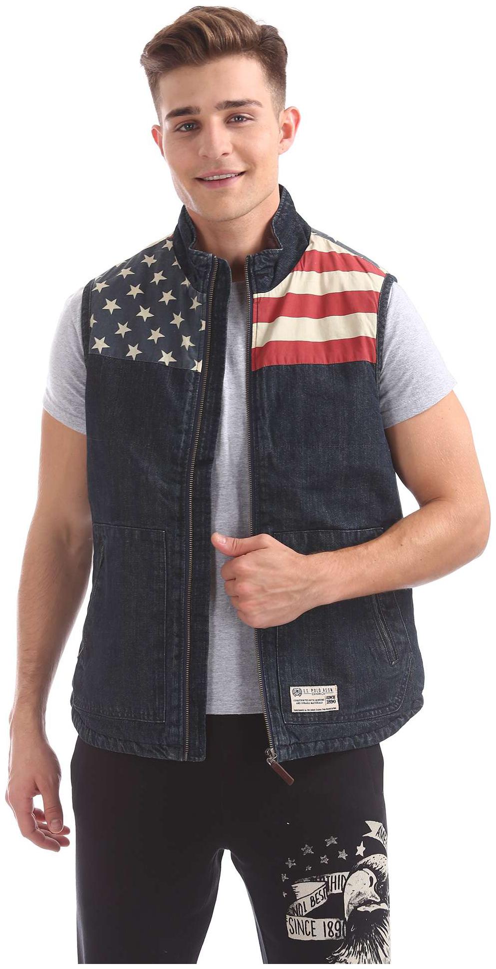 

U S Polo Assn Men Blue Solid Denim jacket