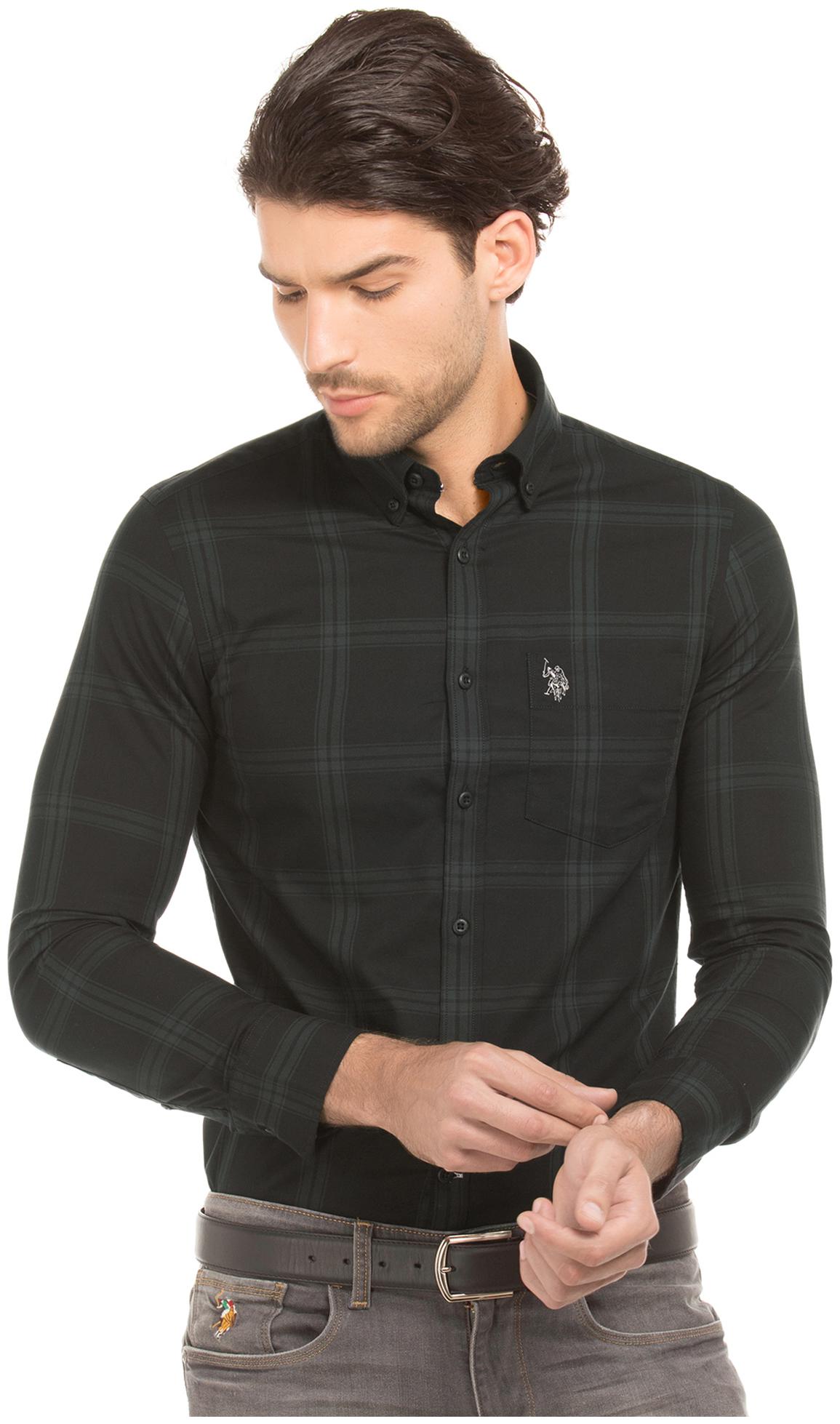 

U S Polo Assn Men Black Checked Regular Fit Casual Shirt