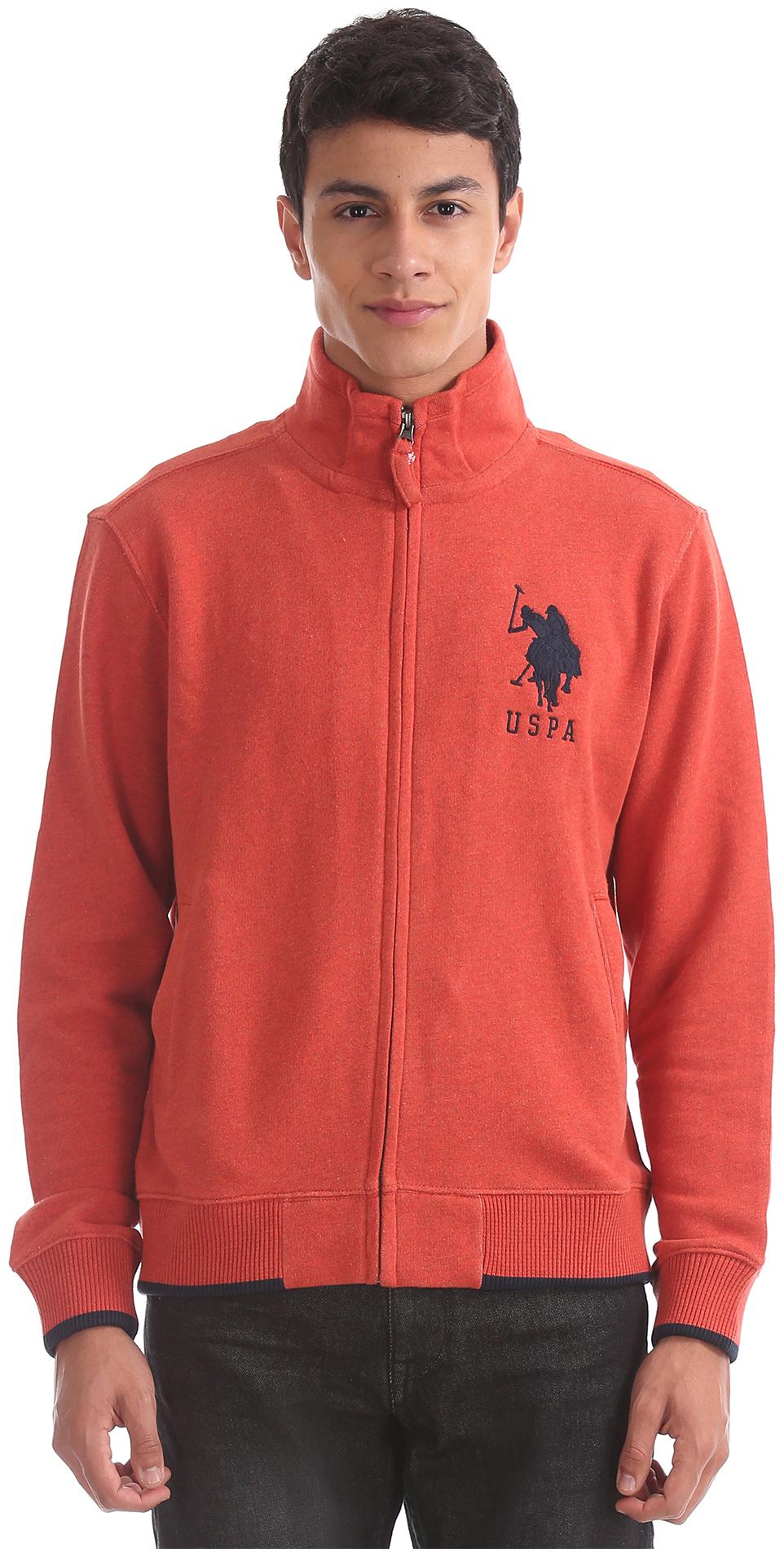 

U S Polo Assn Men Orange High neck Sweatshirt