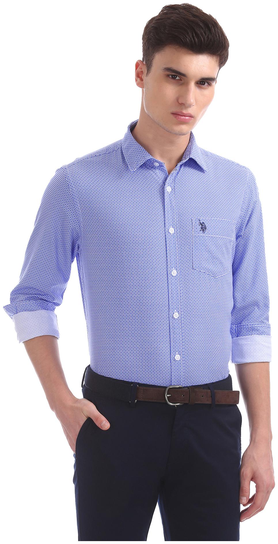 

U S Polo Assn Men Regular fit Formal Shirt - Blue
