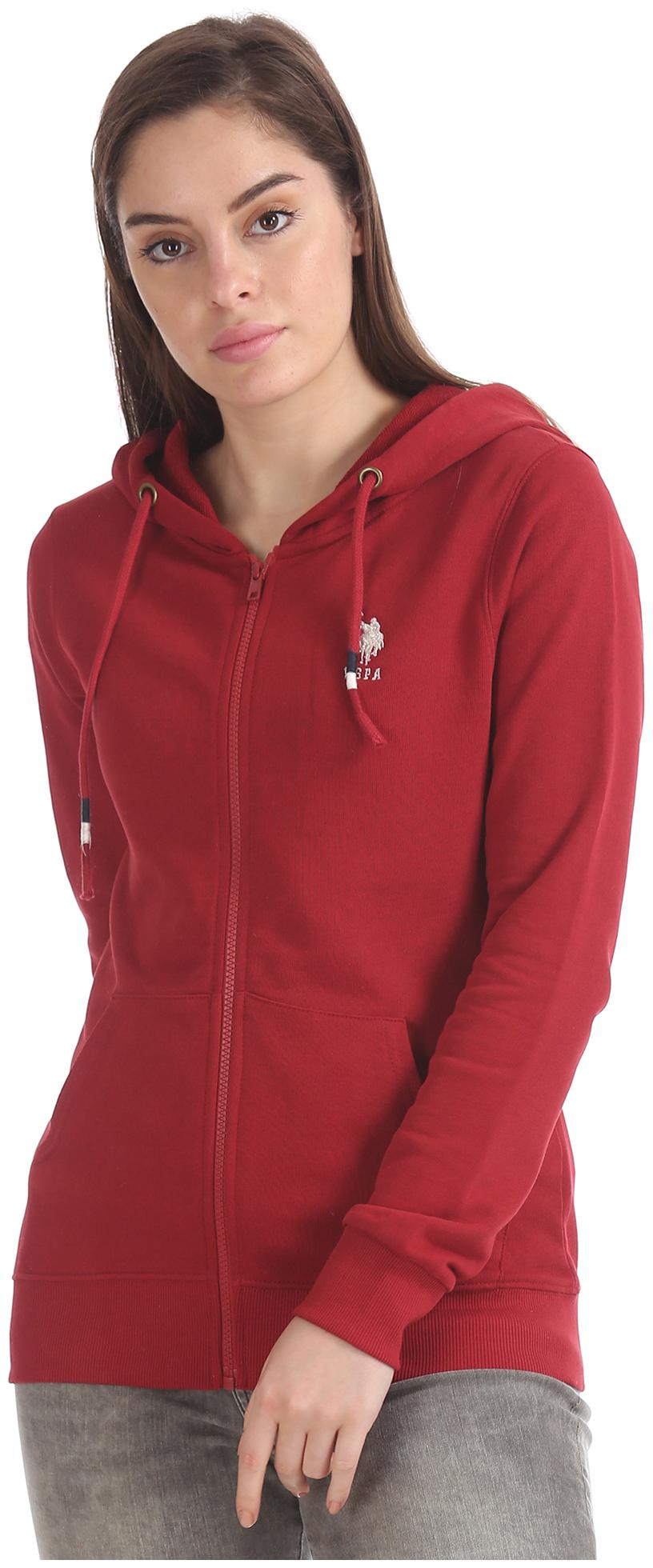 

U S Polo Assn Women Solid Hoodie - Red