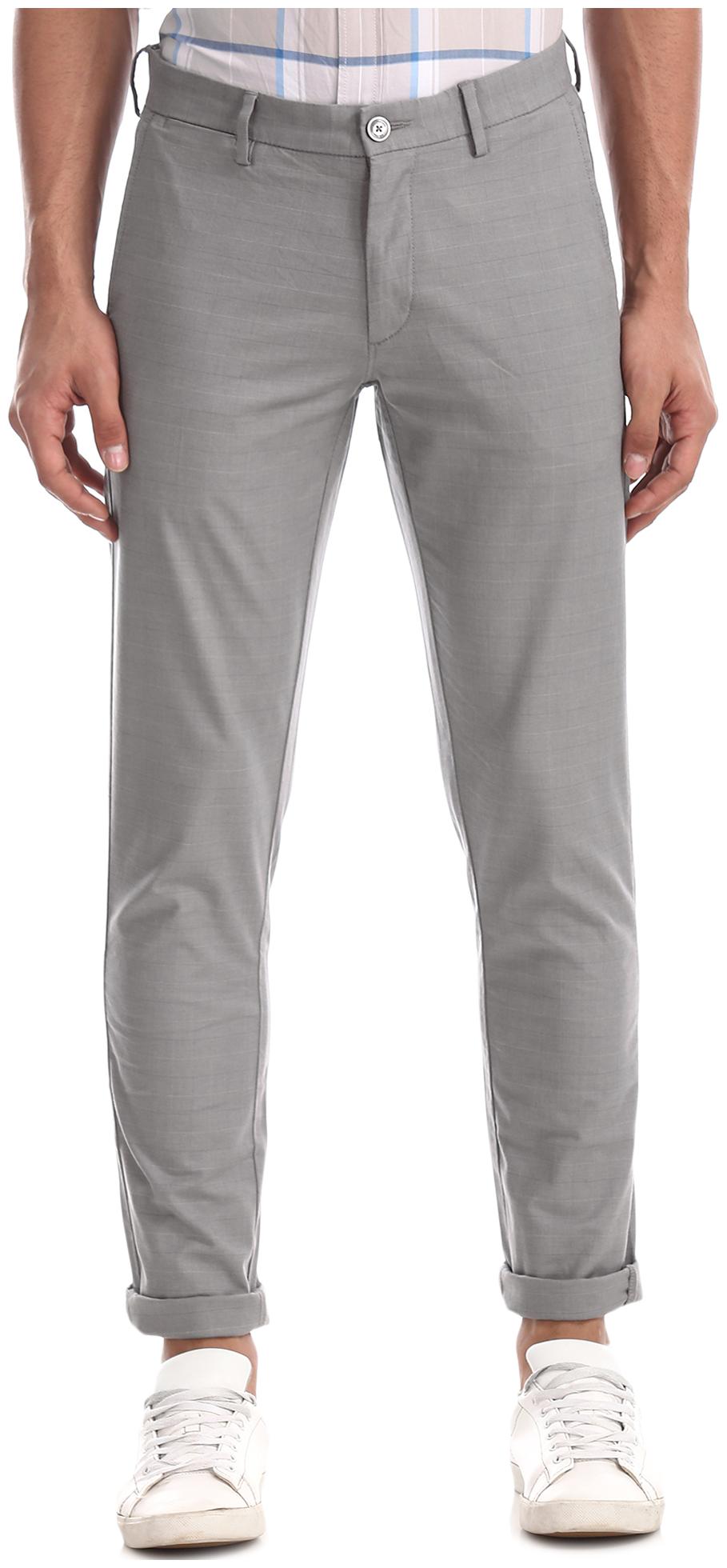 

U S Polo Assn Men Grey Checked Regular fit Regular trousers