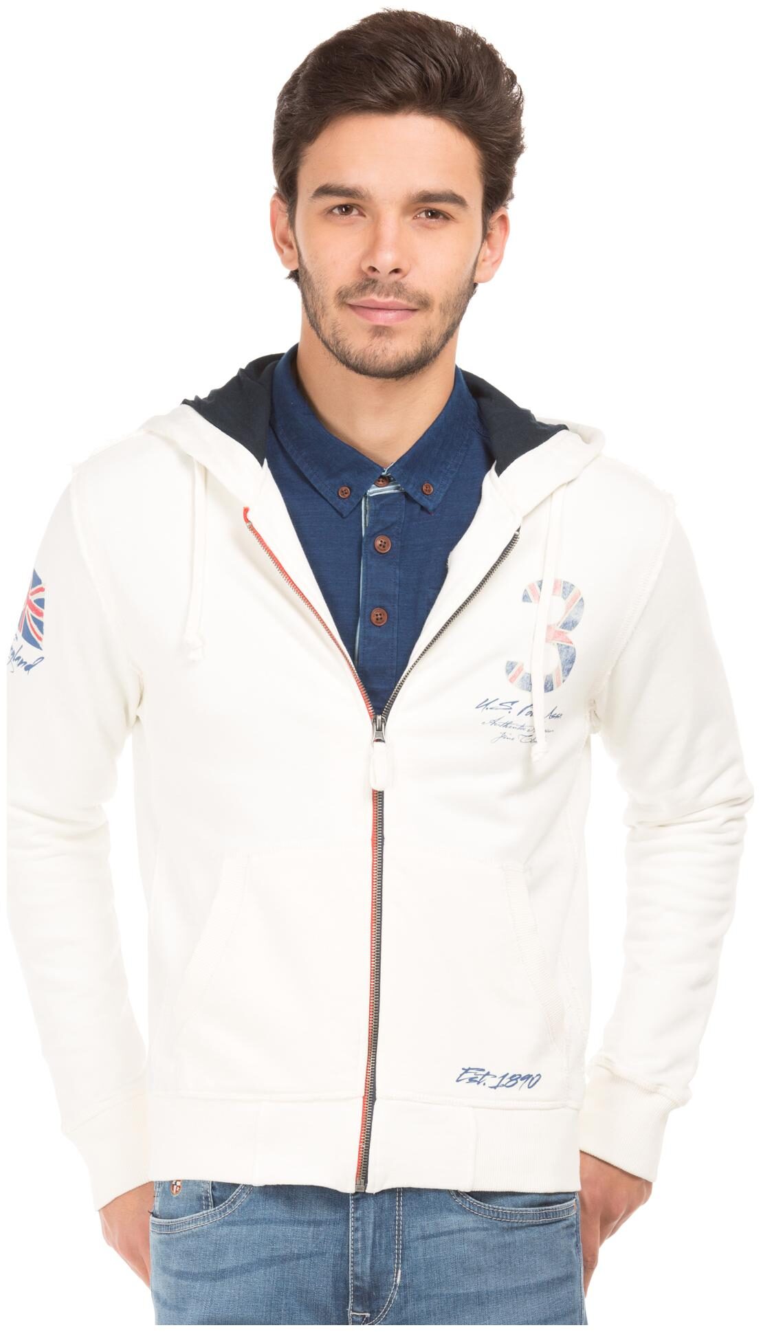 

U S Polo Assn Men White Hooded Hoodie
