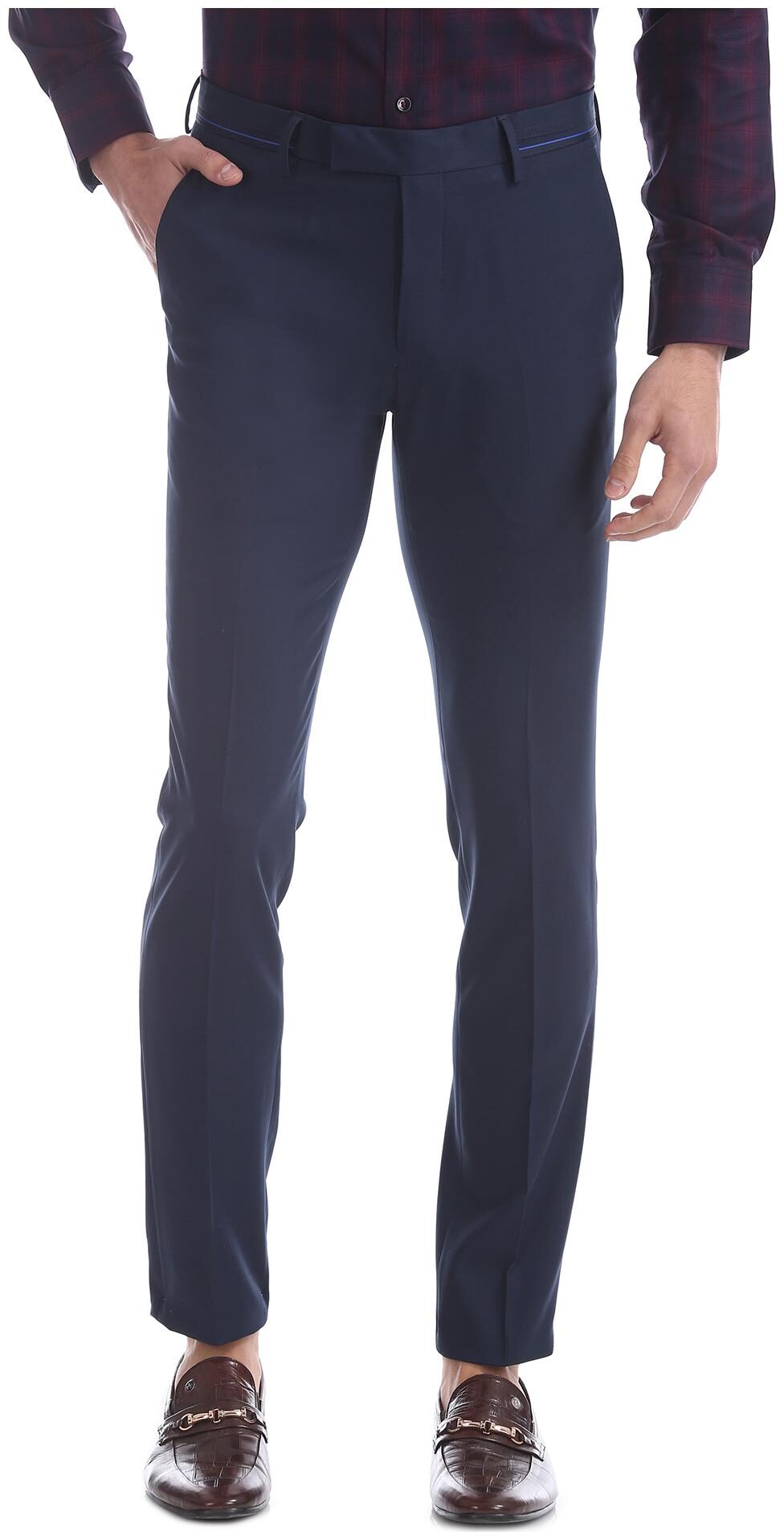 

U S Polo Assn Men Solid Skinny Fit Formal Trouser - Blue