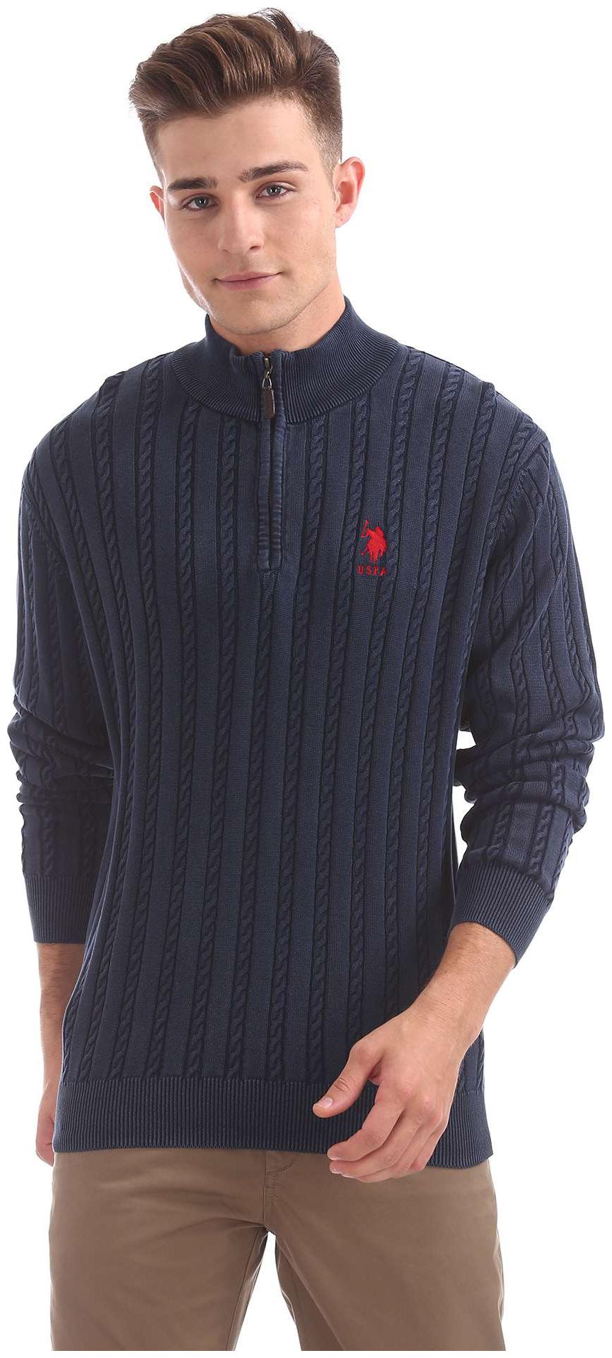 

U S Polo Assn Men Blue High neck Pullover