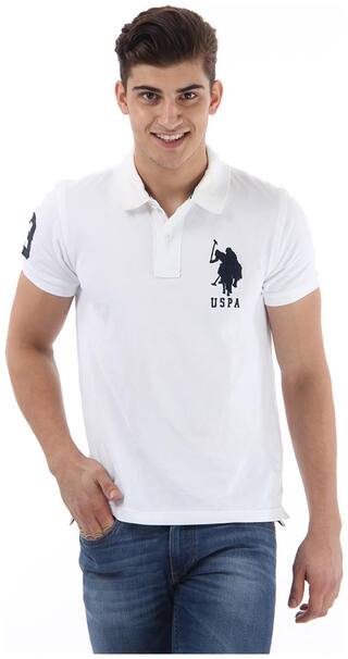 Buy U S Polo Assn Men White Slim Fit Cotton Polo Collar T Shirt Pack Of 1 Online At Low Prices In India Paytmmall Com