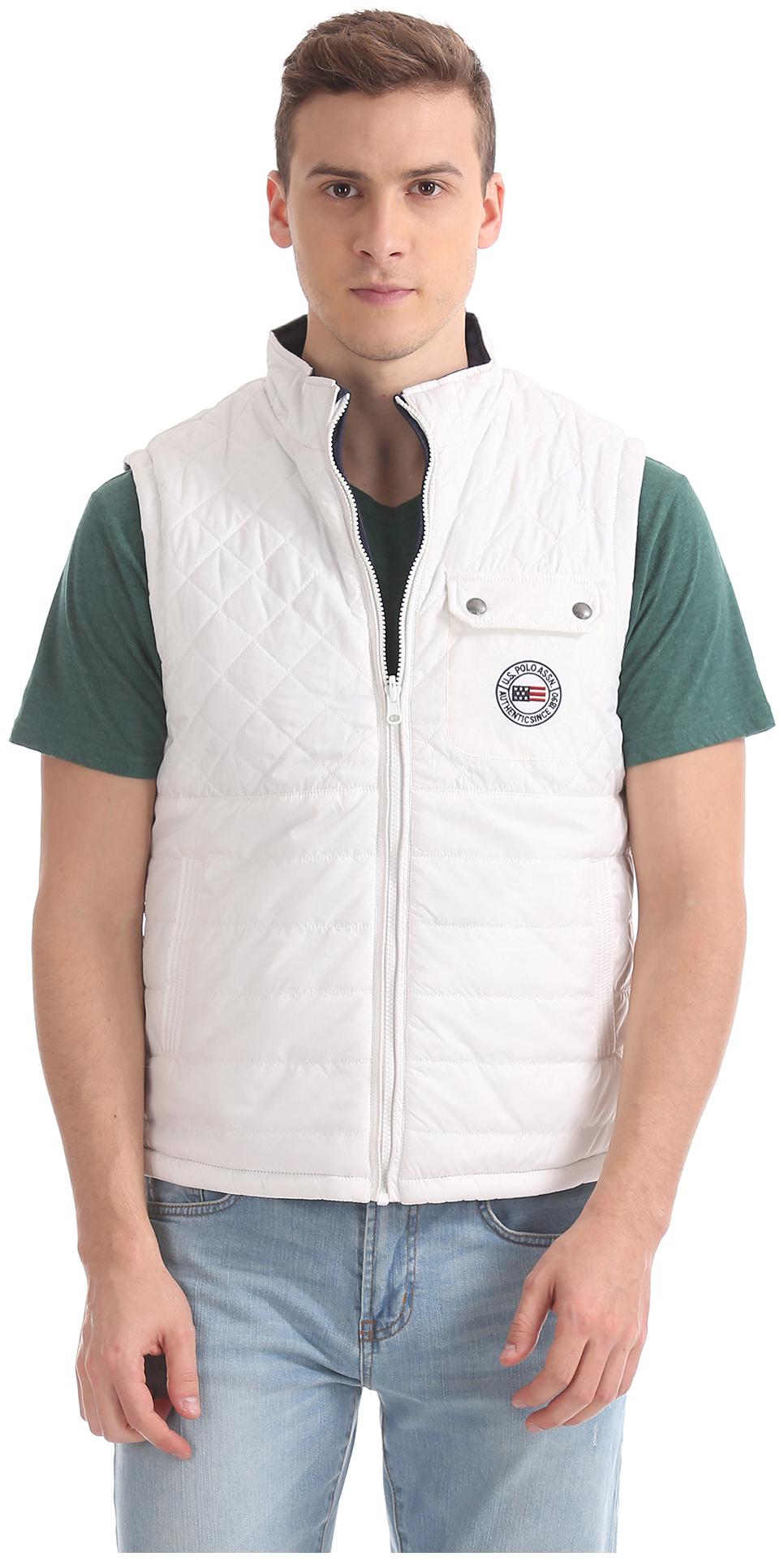 

U S Polo Assn Men White Solid Quilted jacket