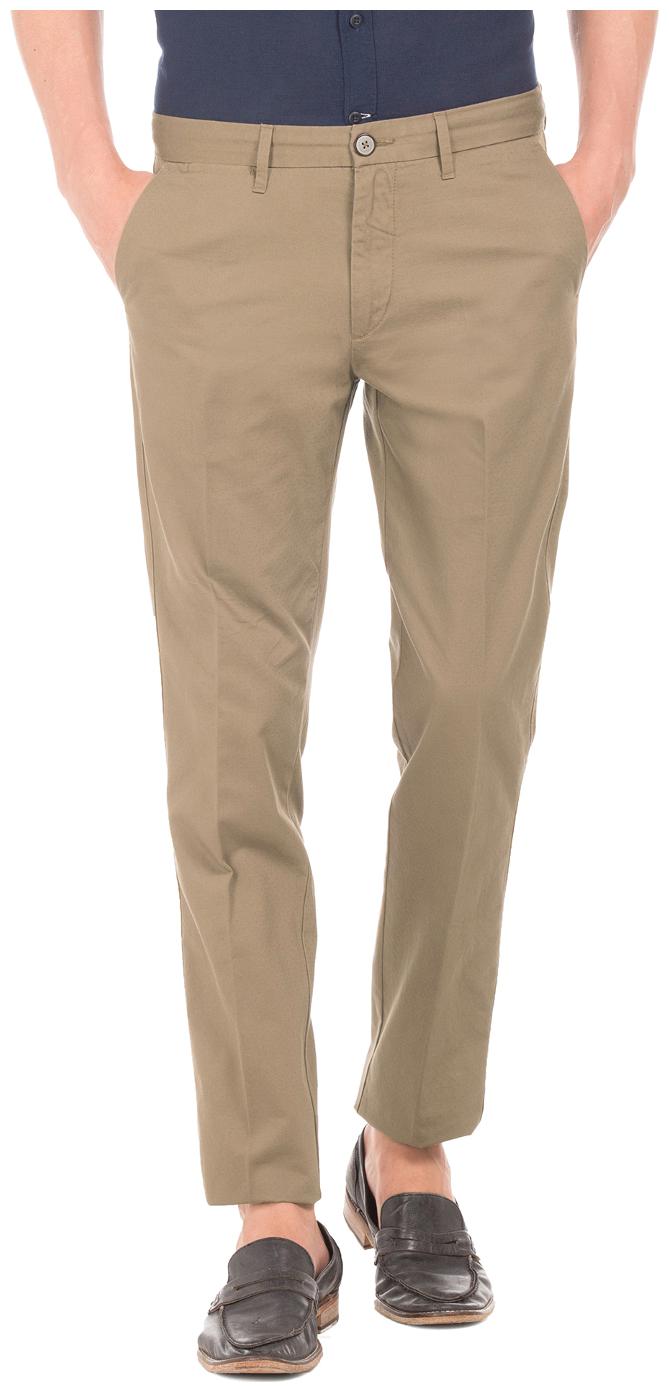 

U S Polo Assn Men Brown Solid Slim fit Regular trousers