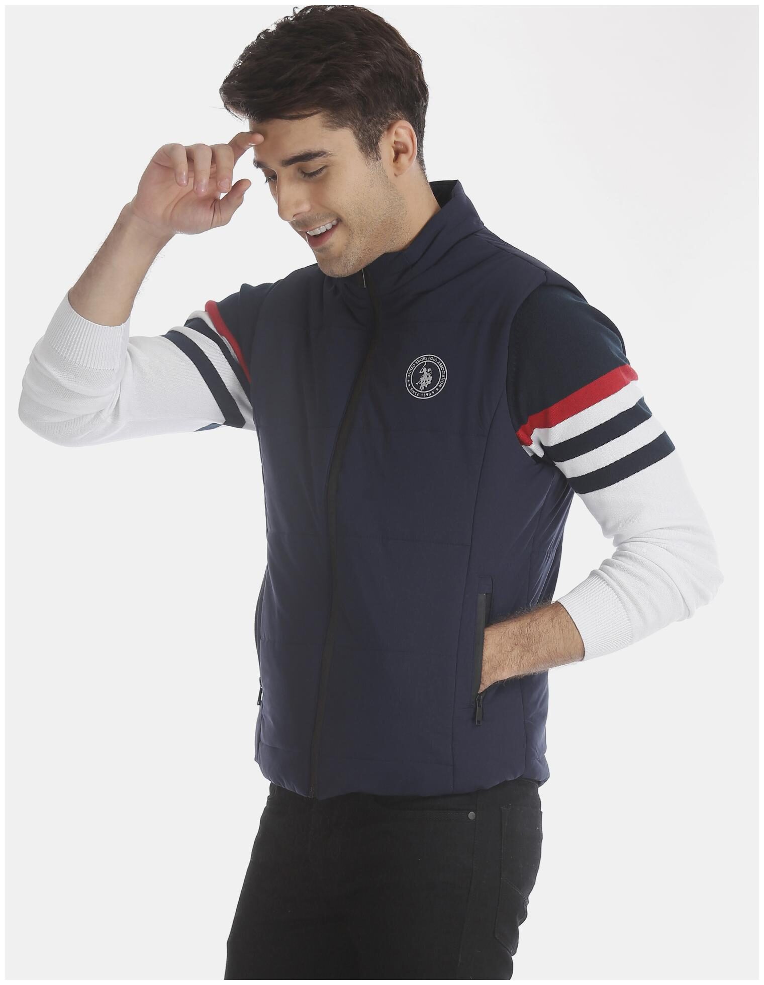 

U S Polo Assn Men Blue Solid Quilted jacket