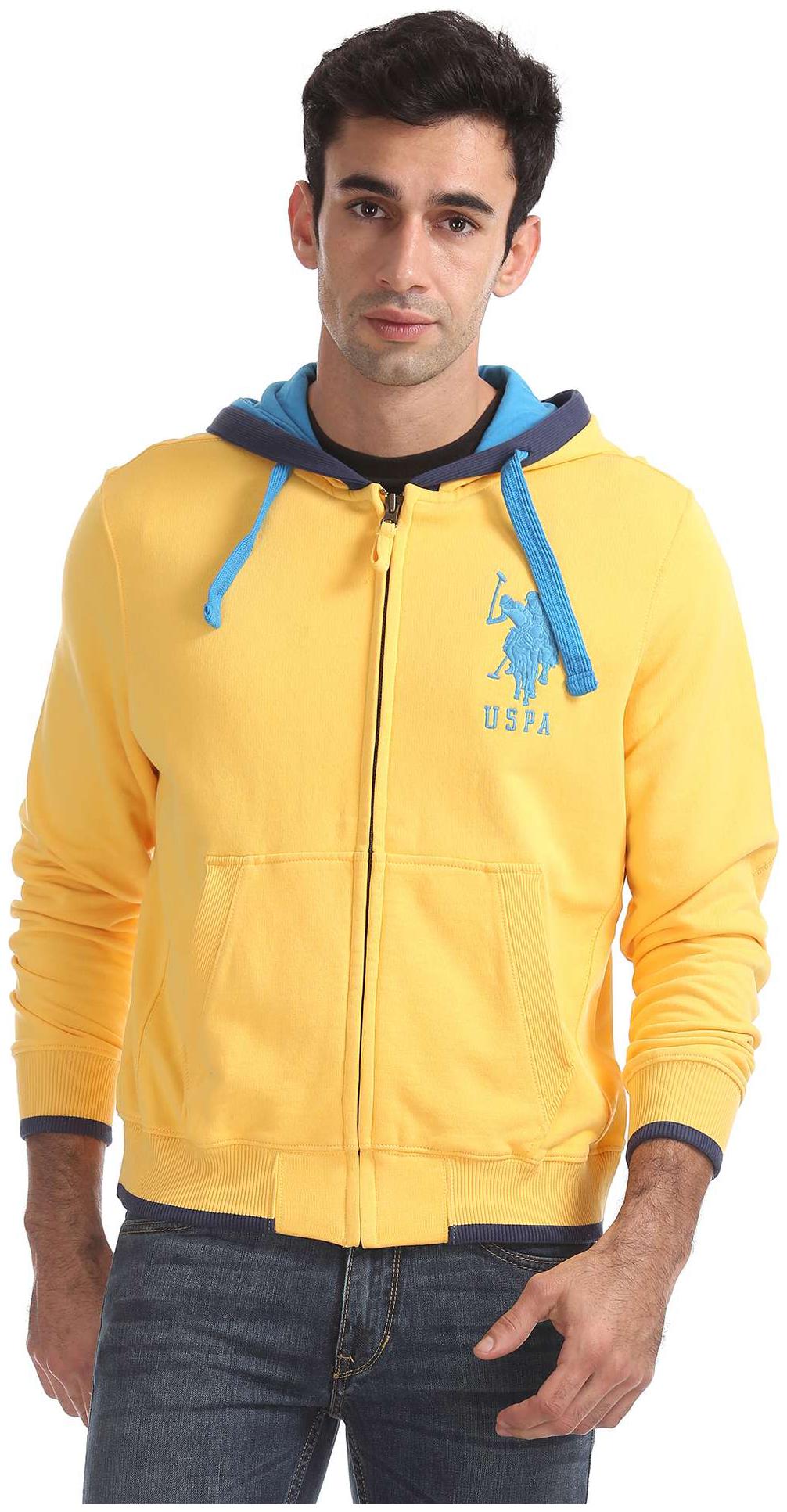 

U S Polo Assn Men Yellow Hooded Hoodie
