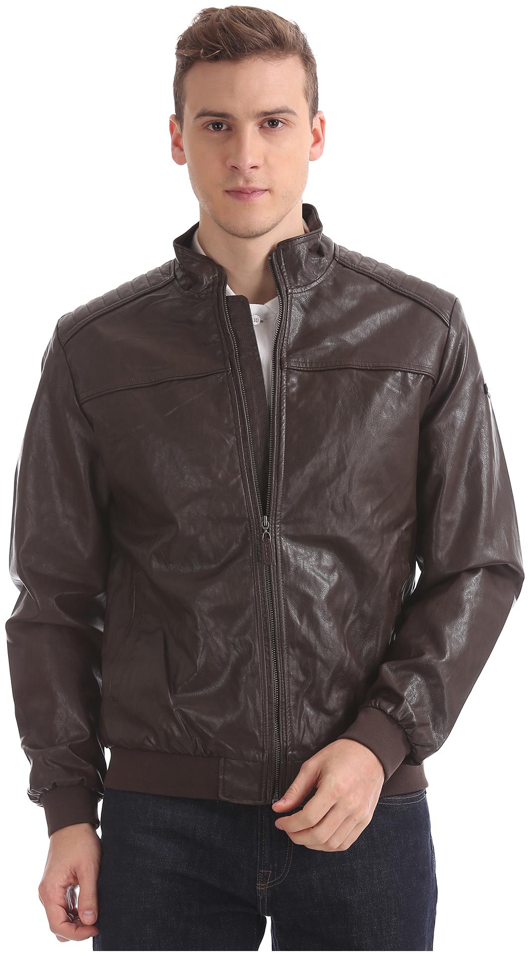 

U S Polo Assn Men Brown Solid Biker jacket