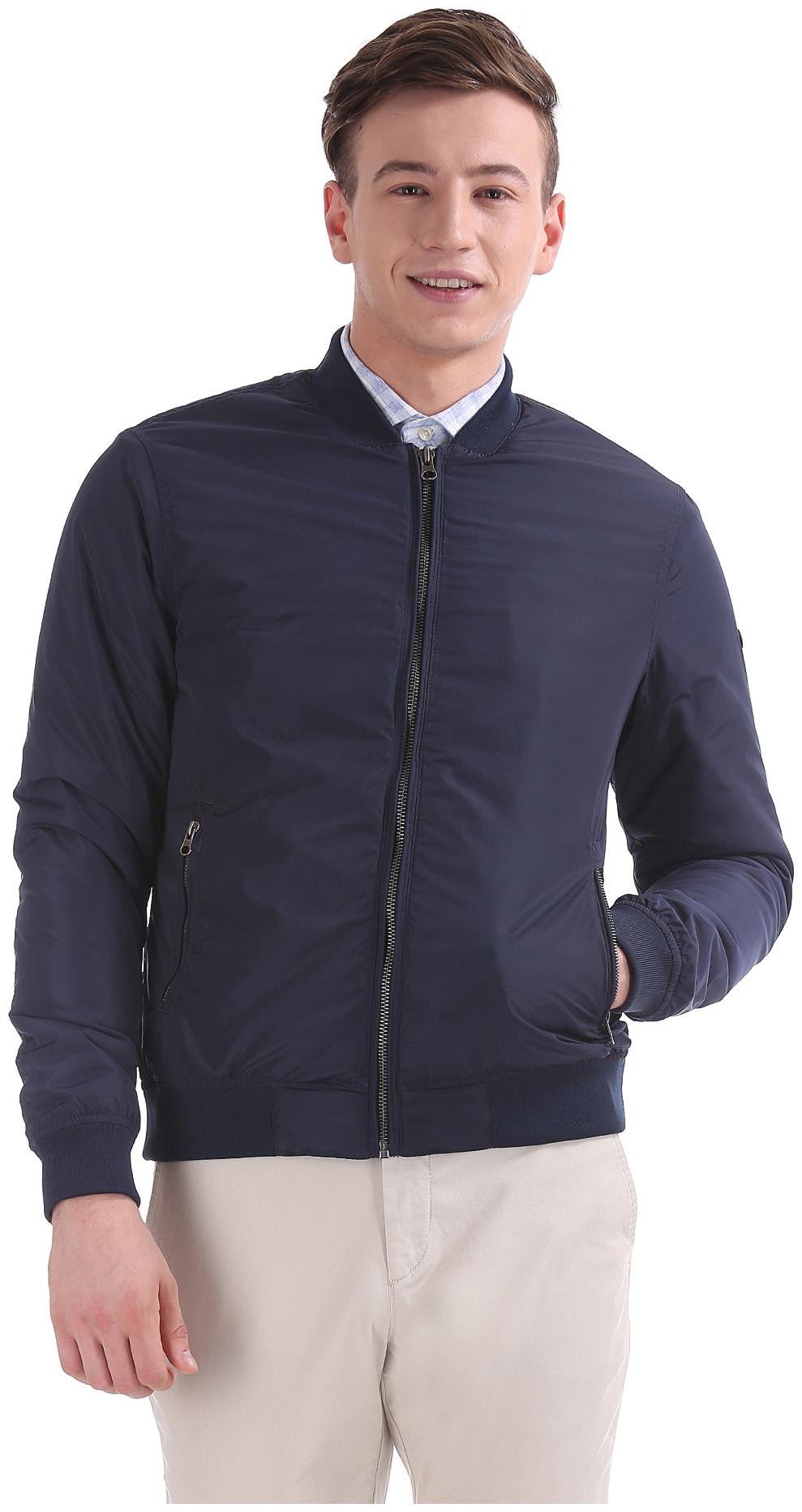 

U S Polo Assn Men Blue Solid Bomber jacket