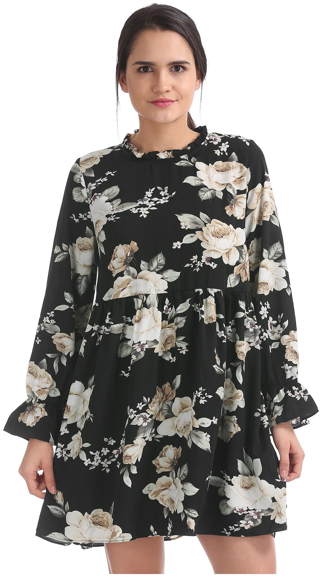 

U S Polo Assn Black Printed Fit flare dress