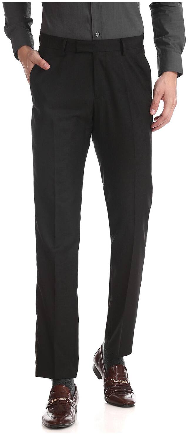 U.S. Polo Assn. Men Textured Regular Fit Formal Trouser - Black