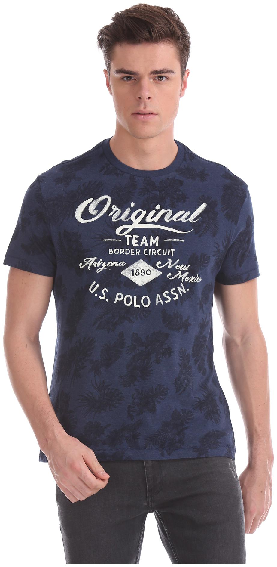 

U S Polo Assn Men Blue Regular fit Cotton Round neck T-Shirt - Pack Of 1