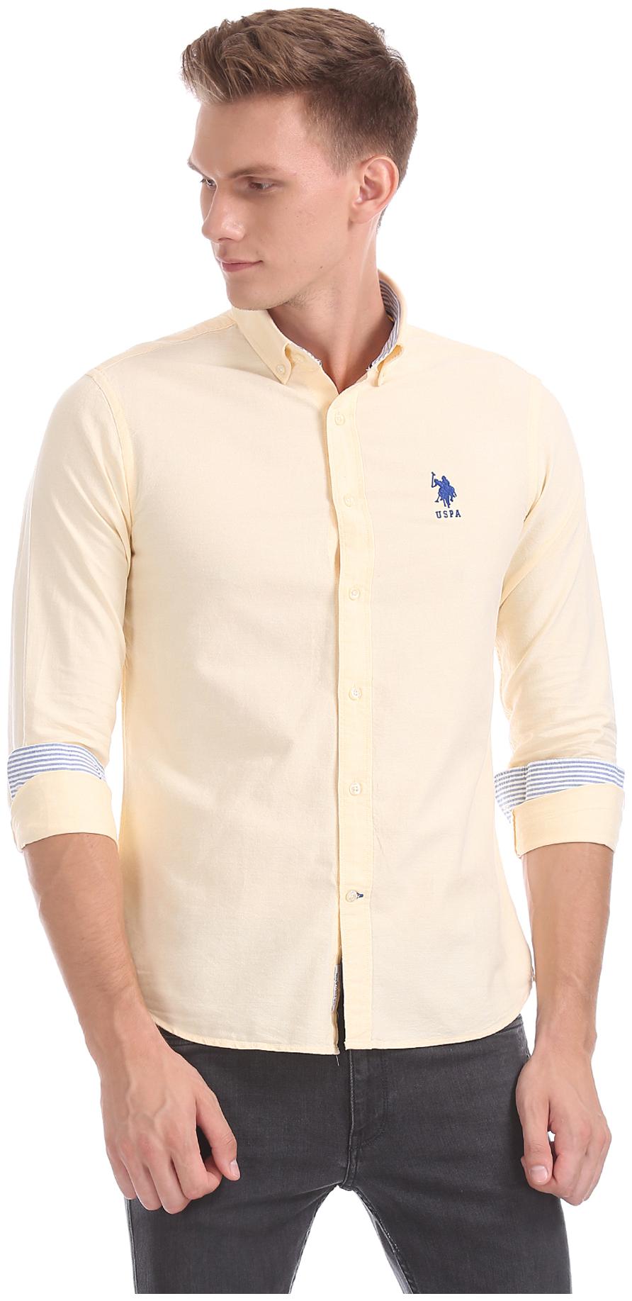 

U S Polo Assn Men Yellow Solid Regular Fit Casual Shirt