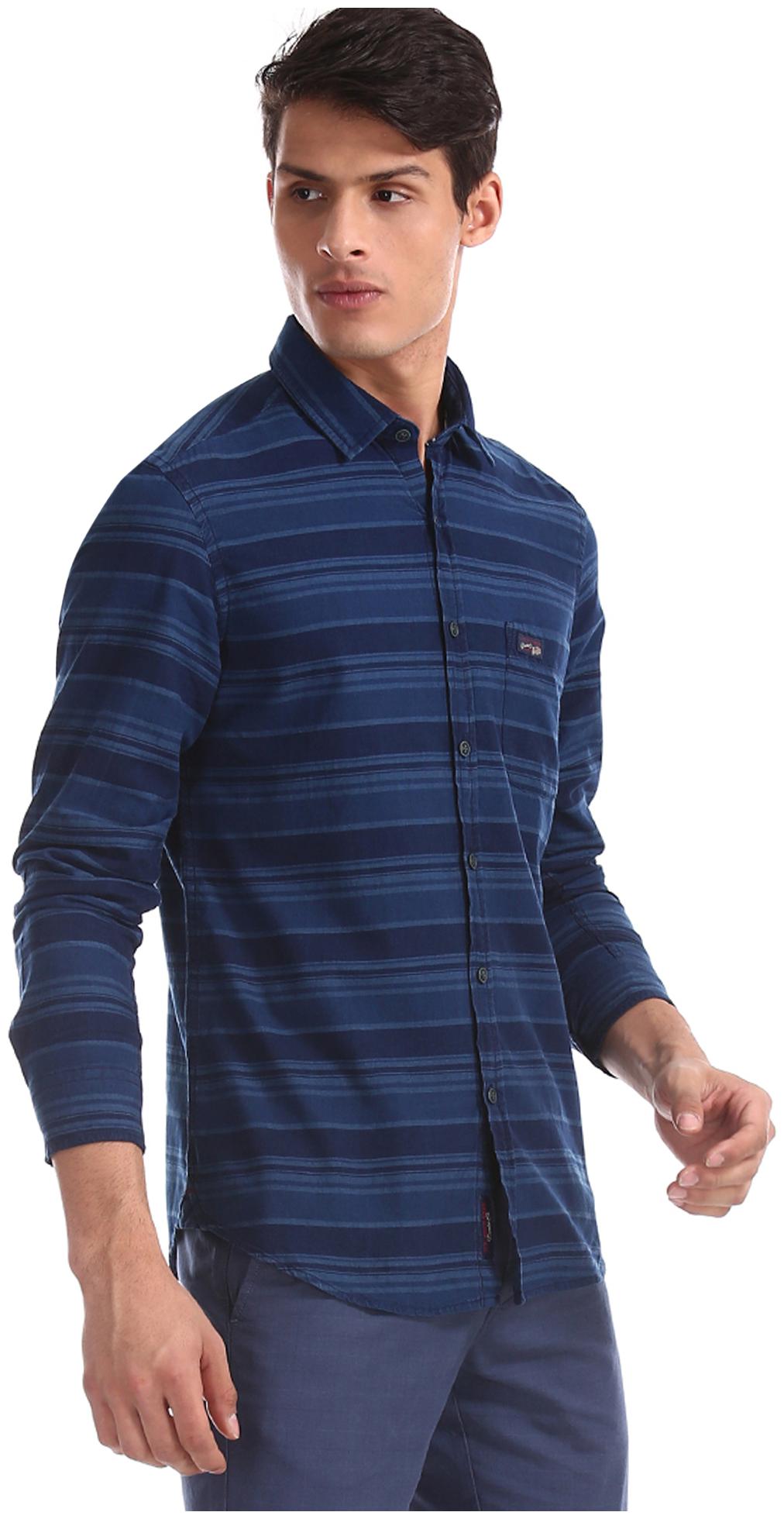 

U S Polo Assn Men Blue Checked Slim Fit Casual Shirt