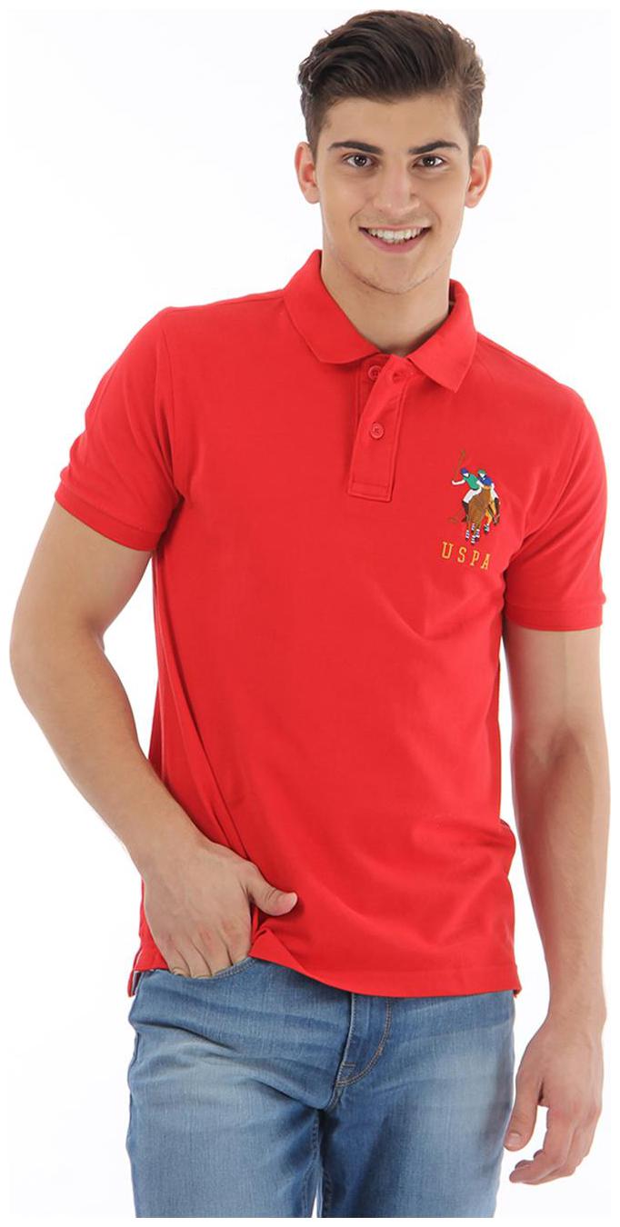 

U S Polo Assn Men Red Slim fit Cotton Polo collar T-Shirt - Pack Of 1