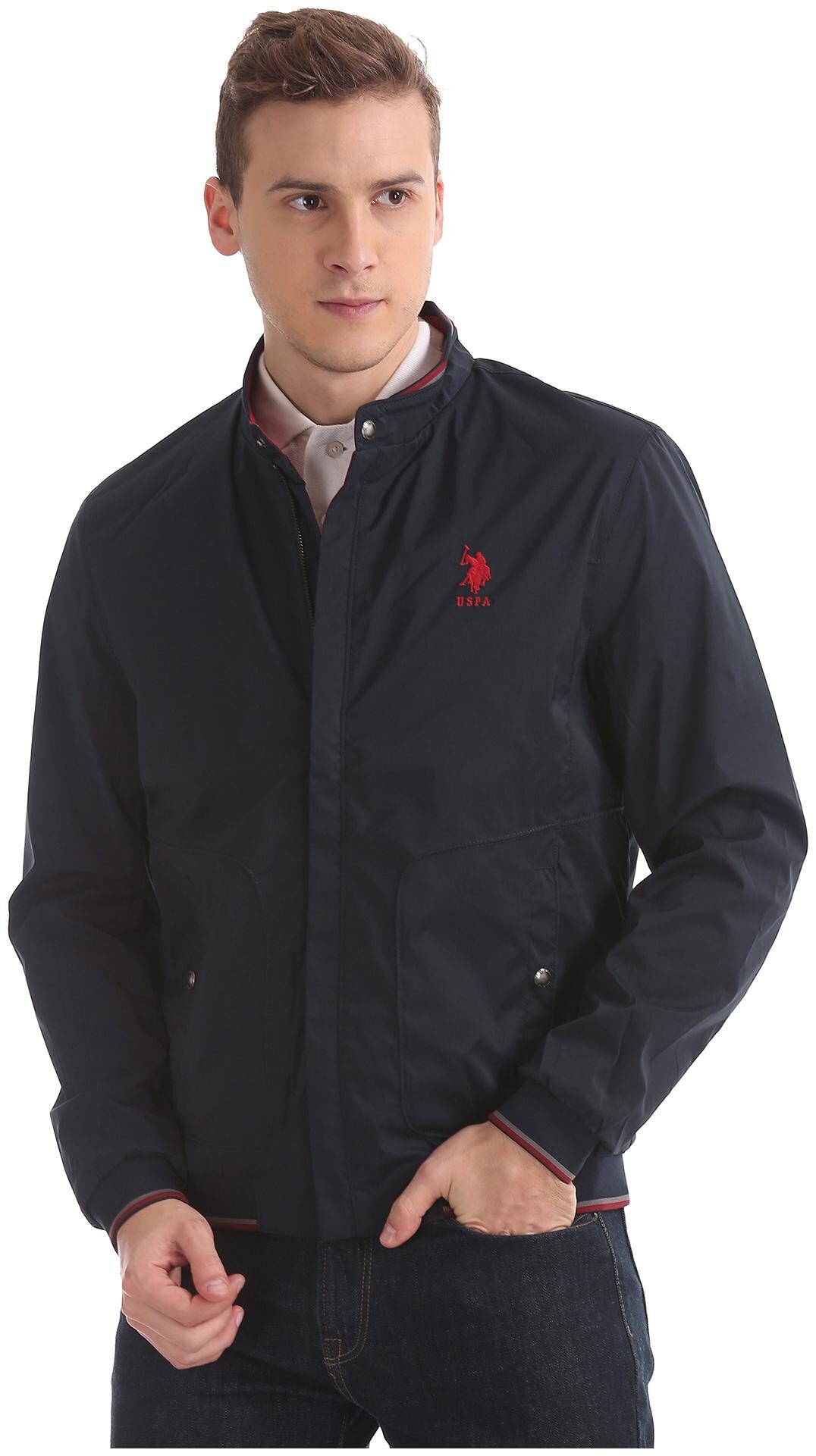 

U S Polo Assn Men Blue Solid Bomber jacket