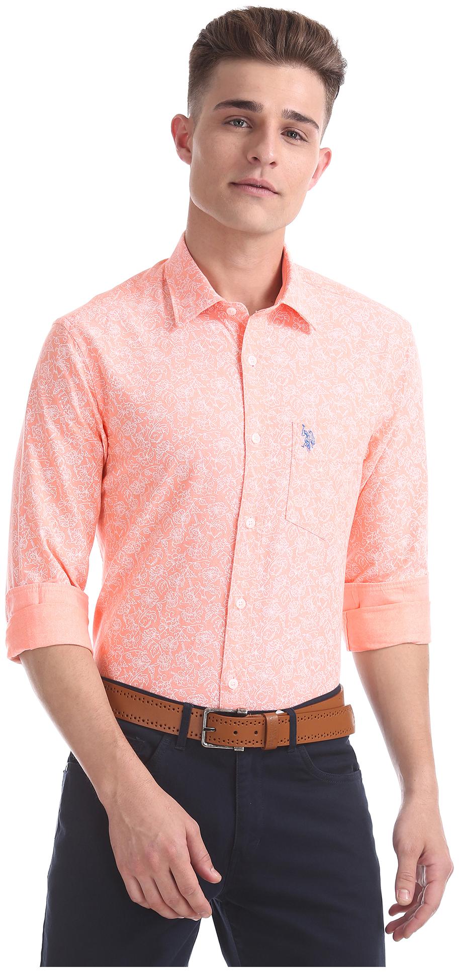 

U S Polo Assn Men Regular fit Formal Shirt - Orange