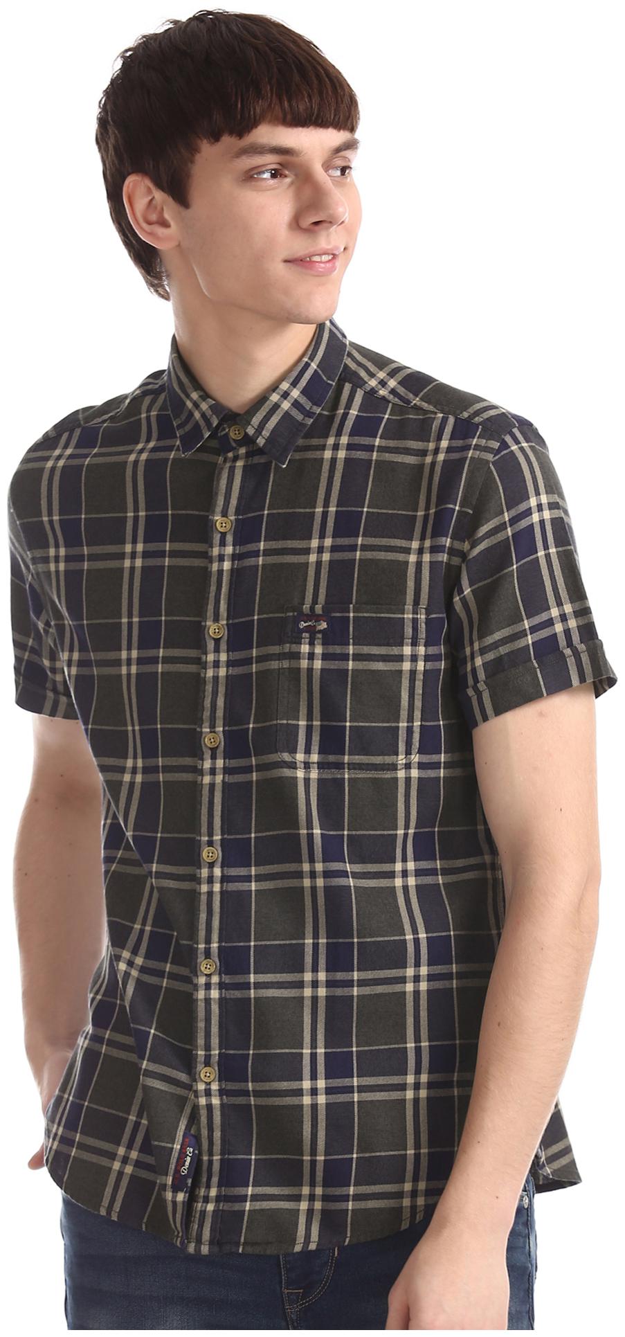 

U S Polo Assn Men Green Checked Slim Fit Casual Shirt