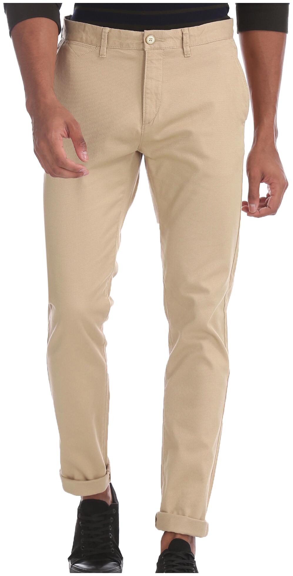 

U S Polo Assn Men Beige Solid Slim fit Regular trousers