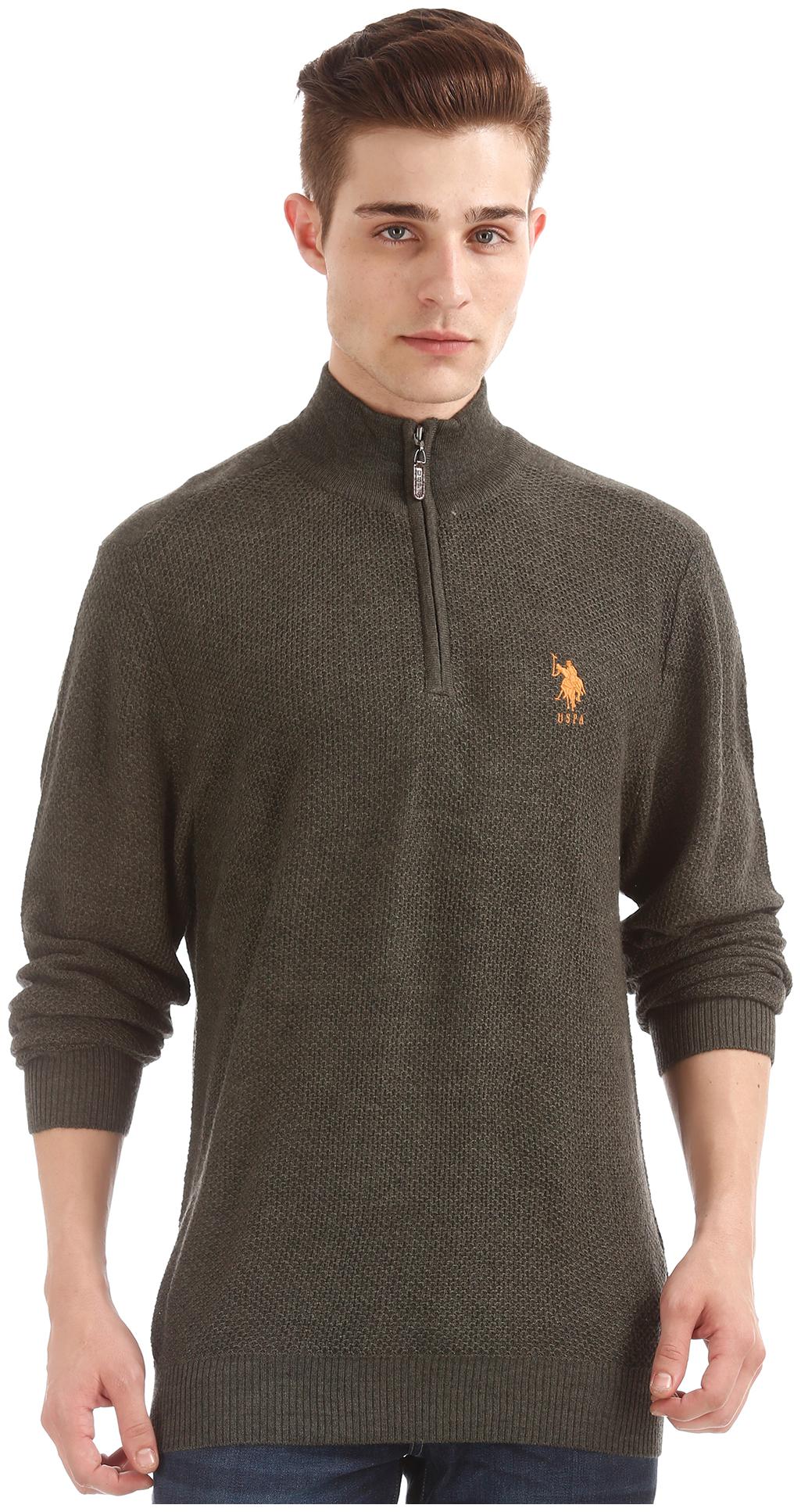 

U S Polo Assn Men Grey High neck Pullover