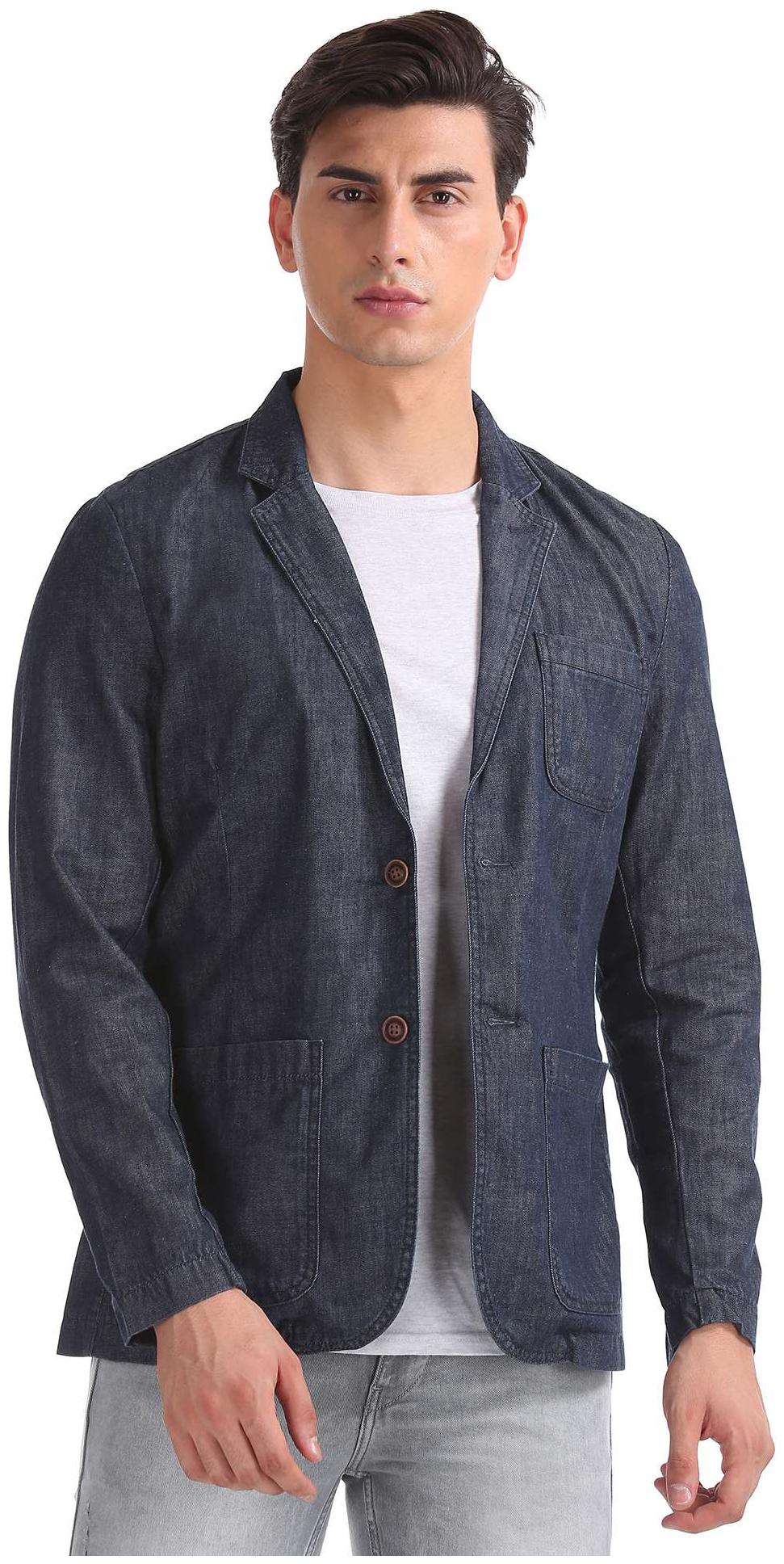 

U S Polo Assn Men Blue Solid Regular fit Single Breasted Blazer