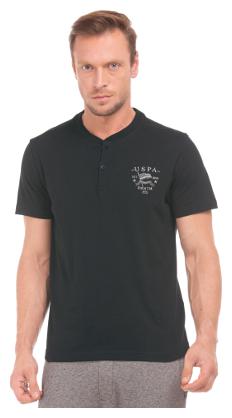 

U S Polo Assn Men Black Loose fit Cotton Henley neck T-Shirt - Pack Of 1