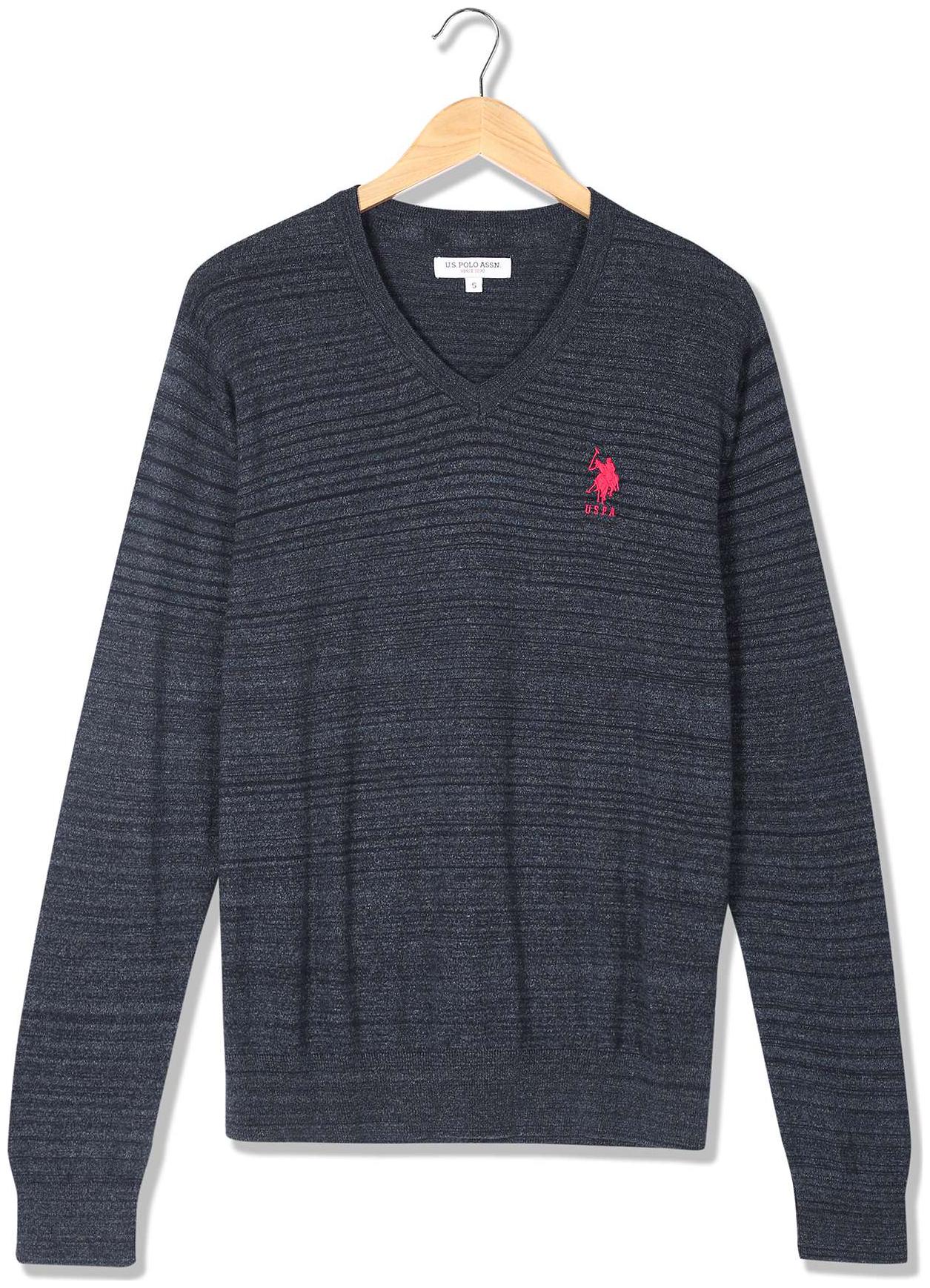 

U S Polo Assn Men Blue V neck Pullover