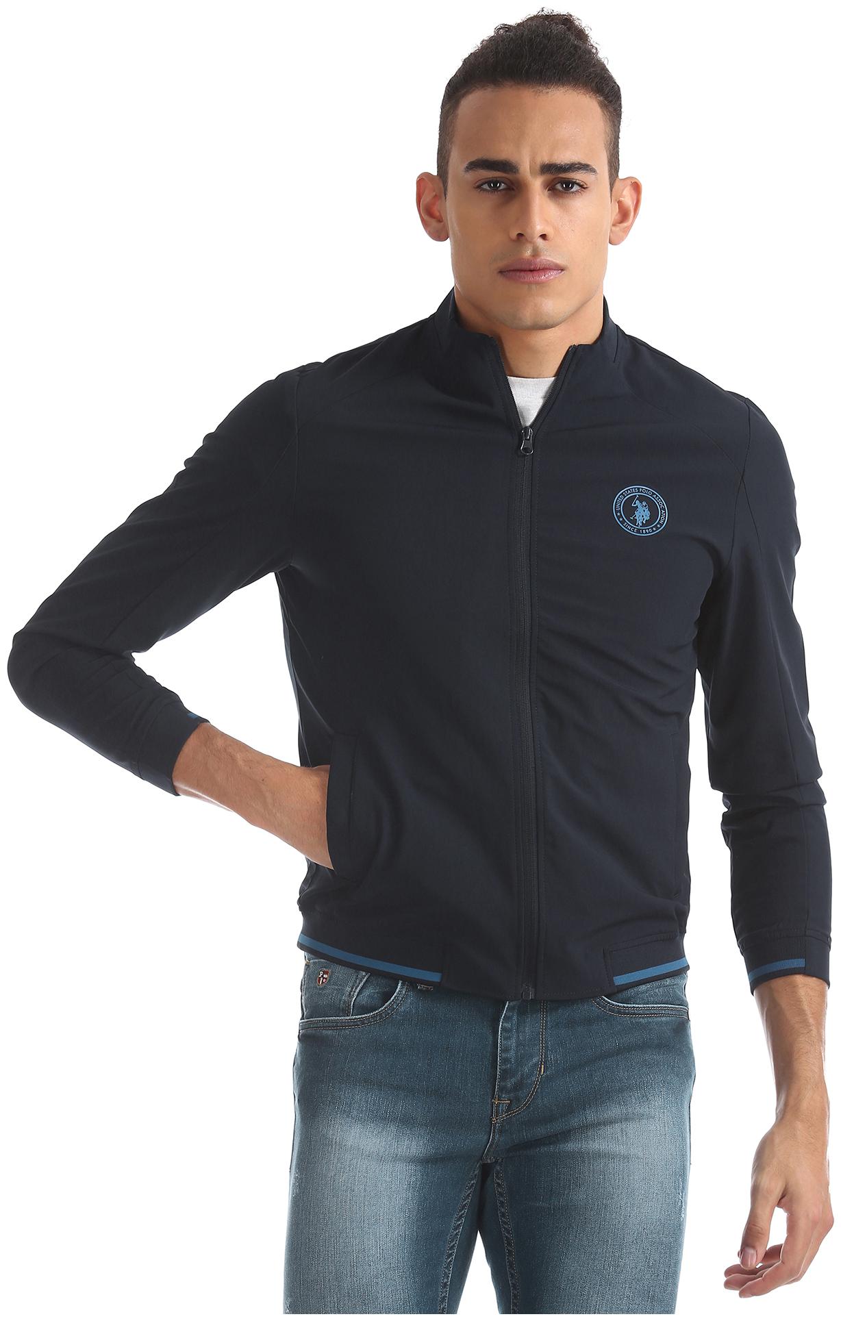 

U S Polo Assn Men Blue Solid Bomber jacket
