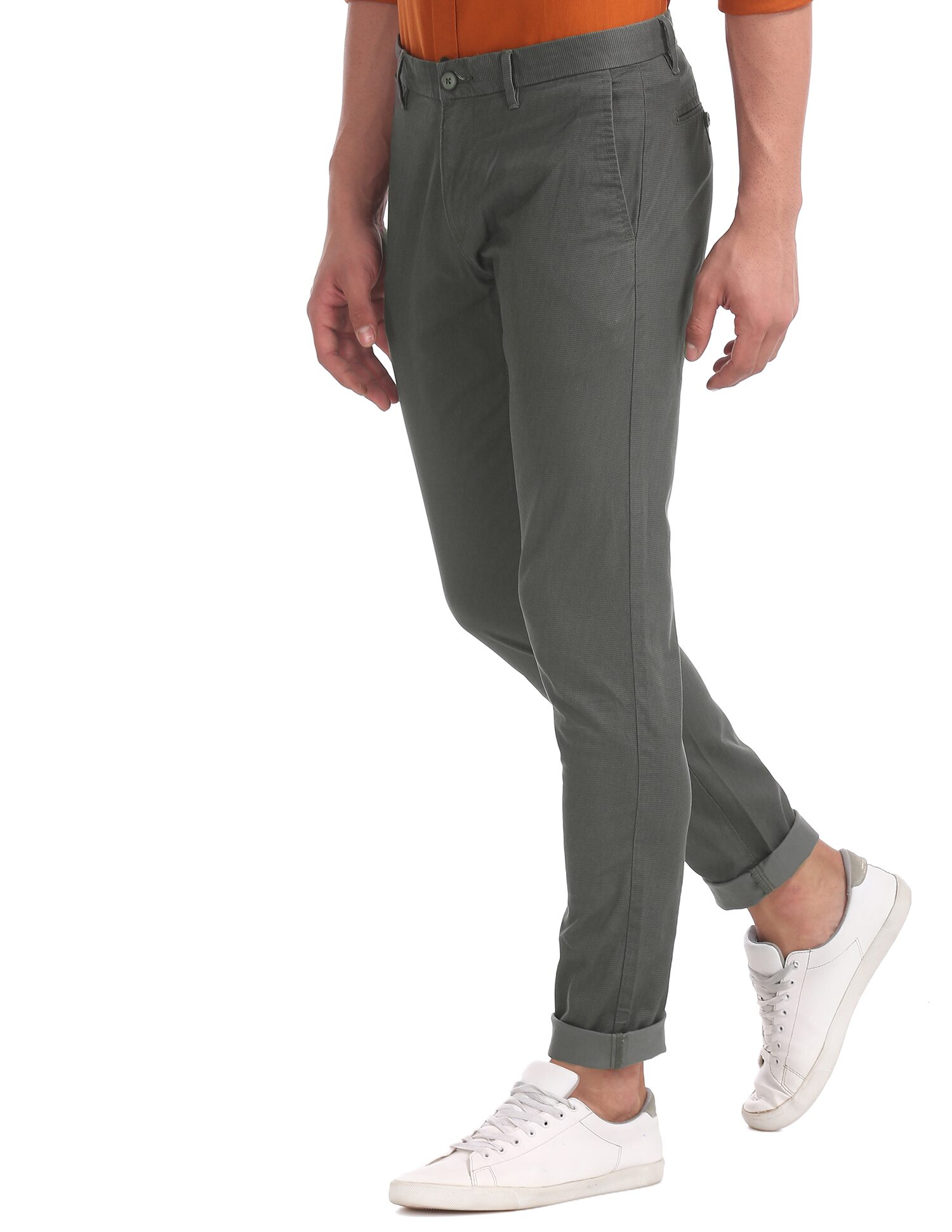 

U S Polo Assn Men Green Printed Regular fit Regular trousers