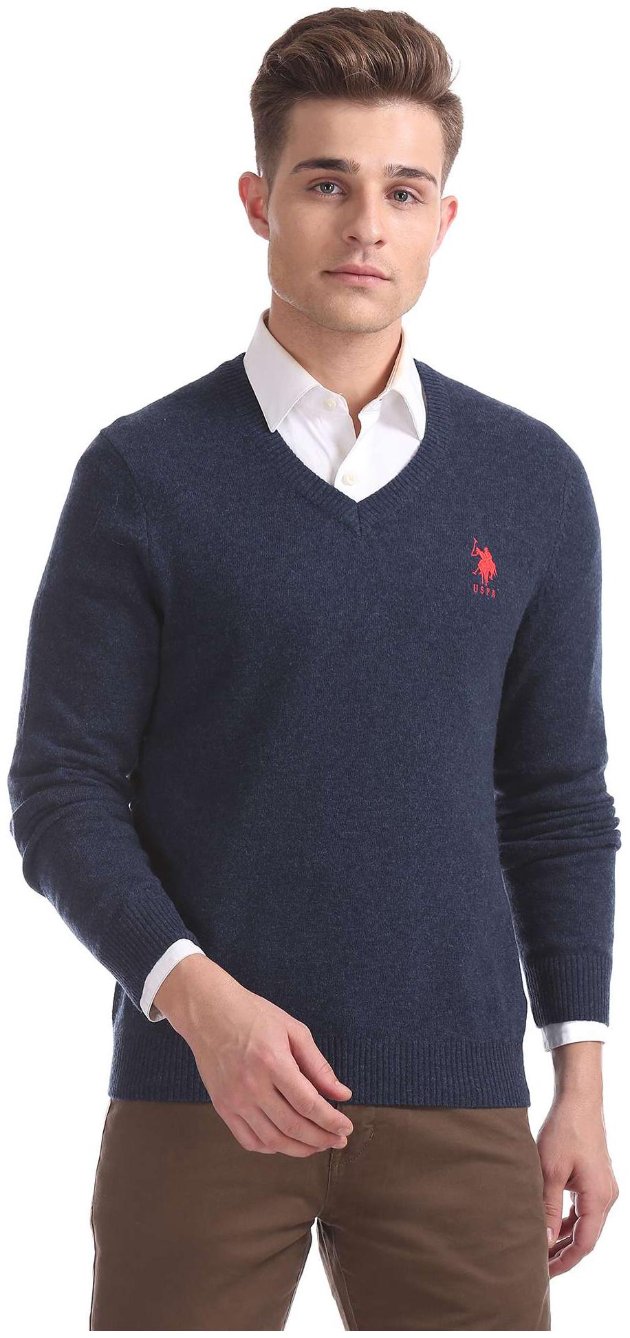 

U S Polo Assn Men Blue V neck Pullover