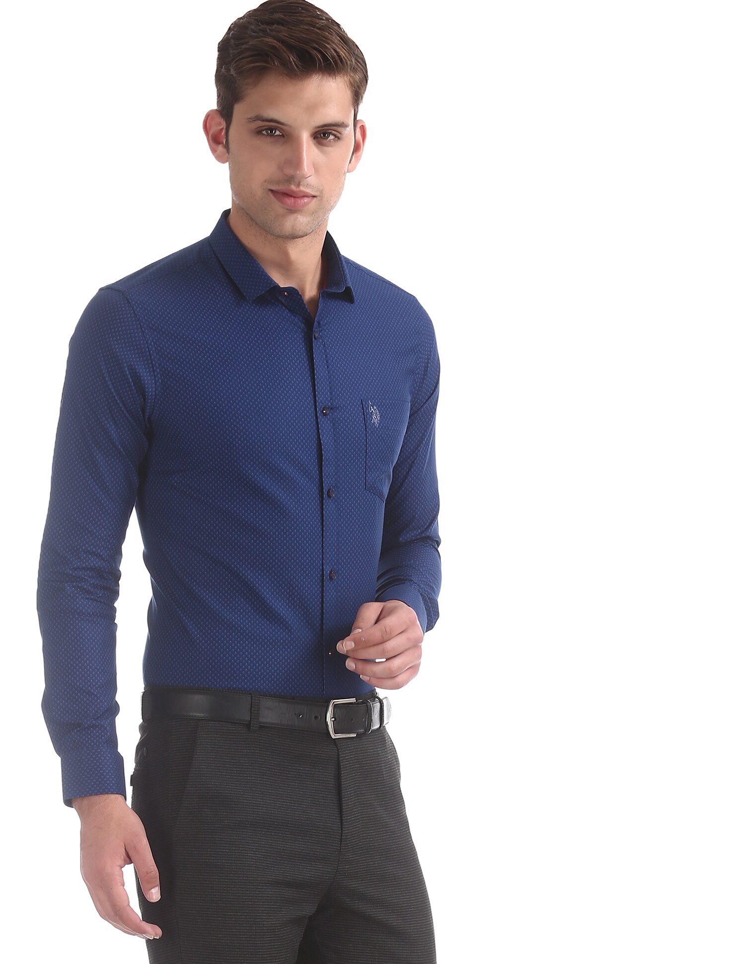 

U S Polo Assn Men Slim fit Formal Shirt - Blue