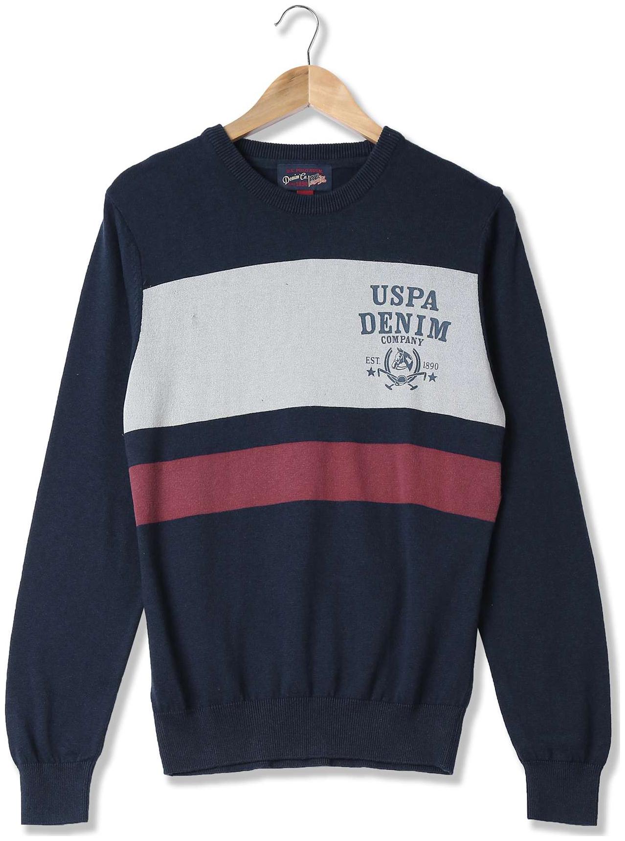 

U S Polo Assn Men Blue Round neck Pullover