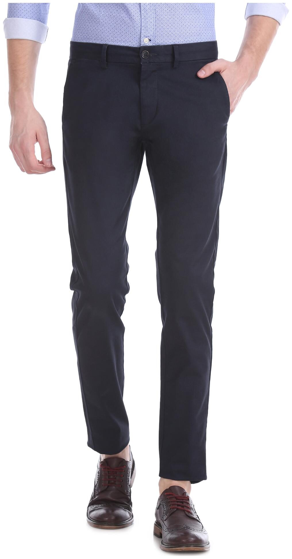 

U S Polo Assn Men Blue Solid Regular fit Regular trousers