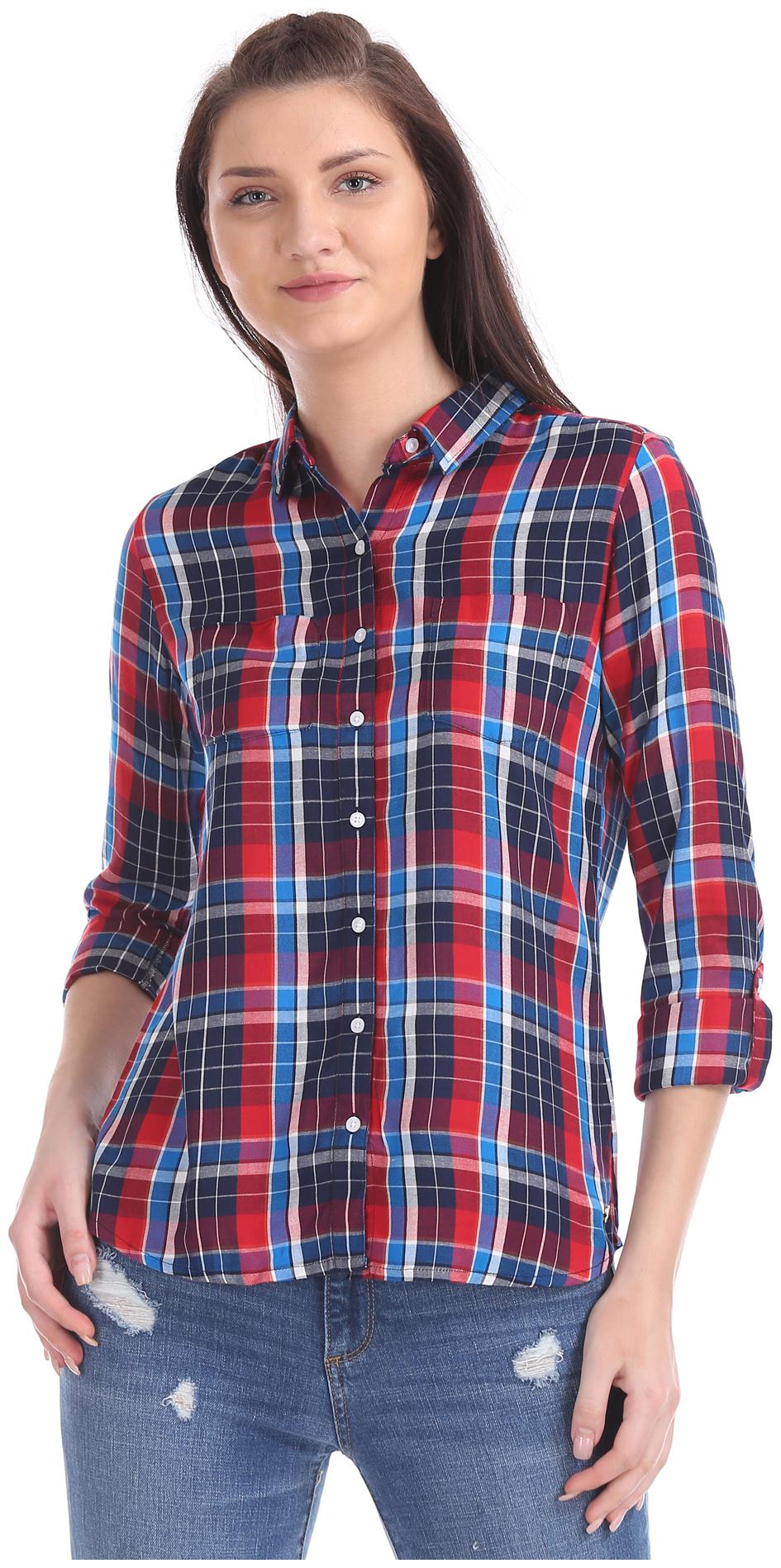 

U S Polo Assn Women Multi Checked Regular Fit Shirt