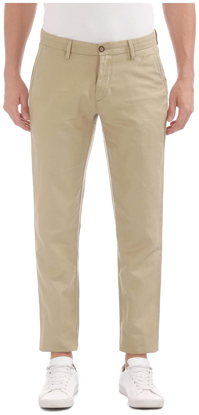 

U S Polo Assn Men Beige Solid Slim fit Regular trousers