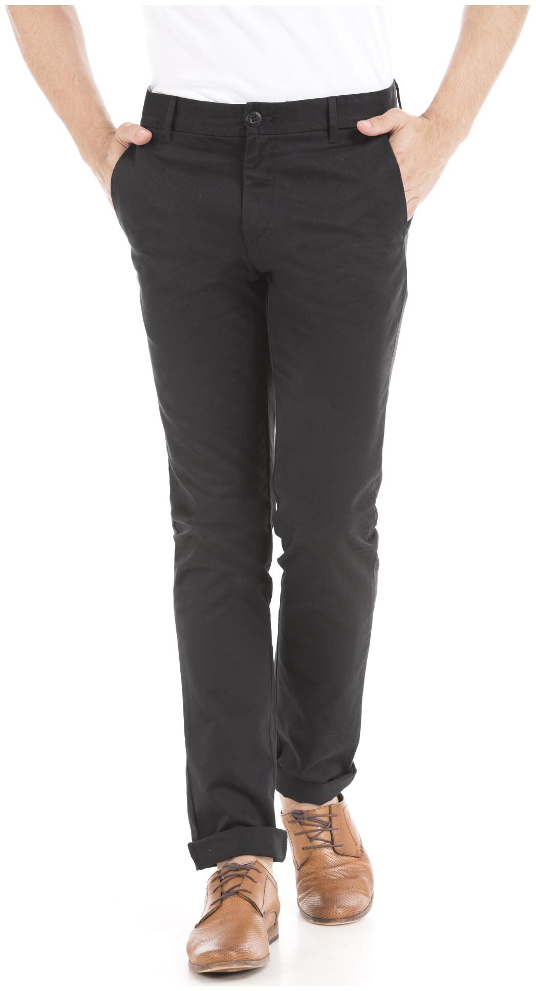 

U S Polo Assn Men Black Solid Slim fit Regular trousers