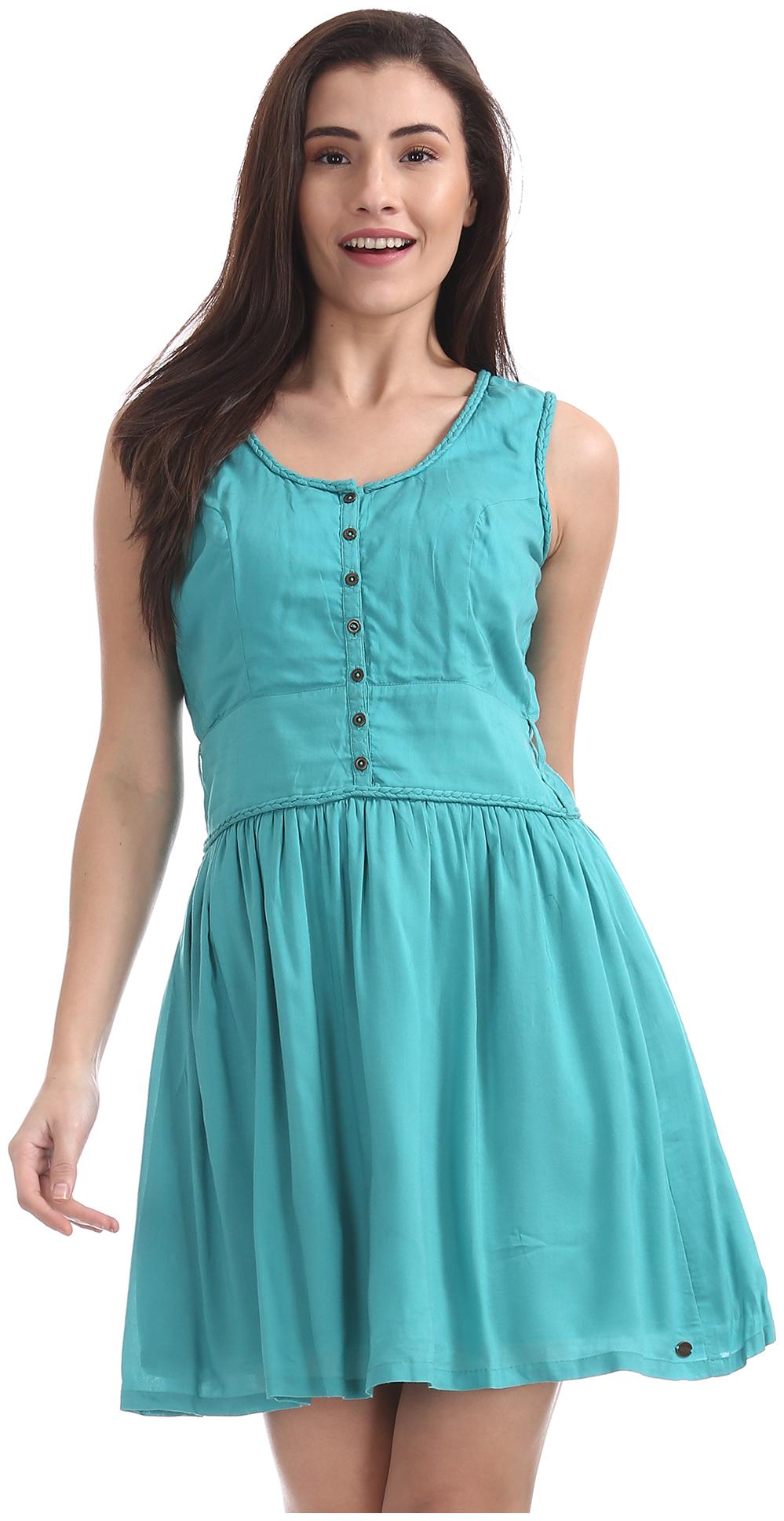 

U S Polo Assn Green Solid Fit flare dress