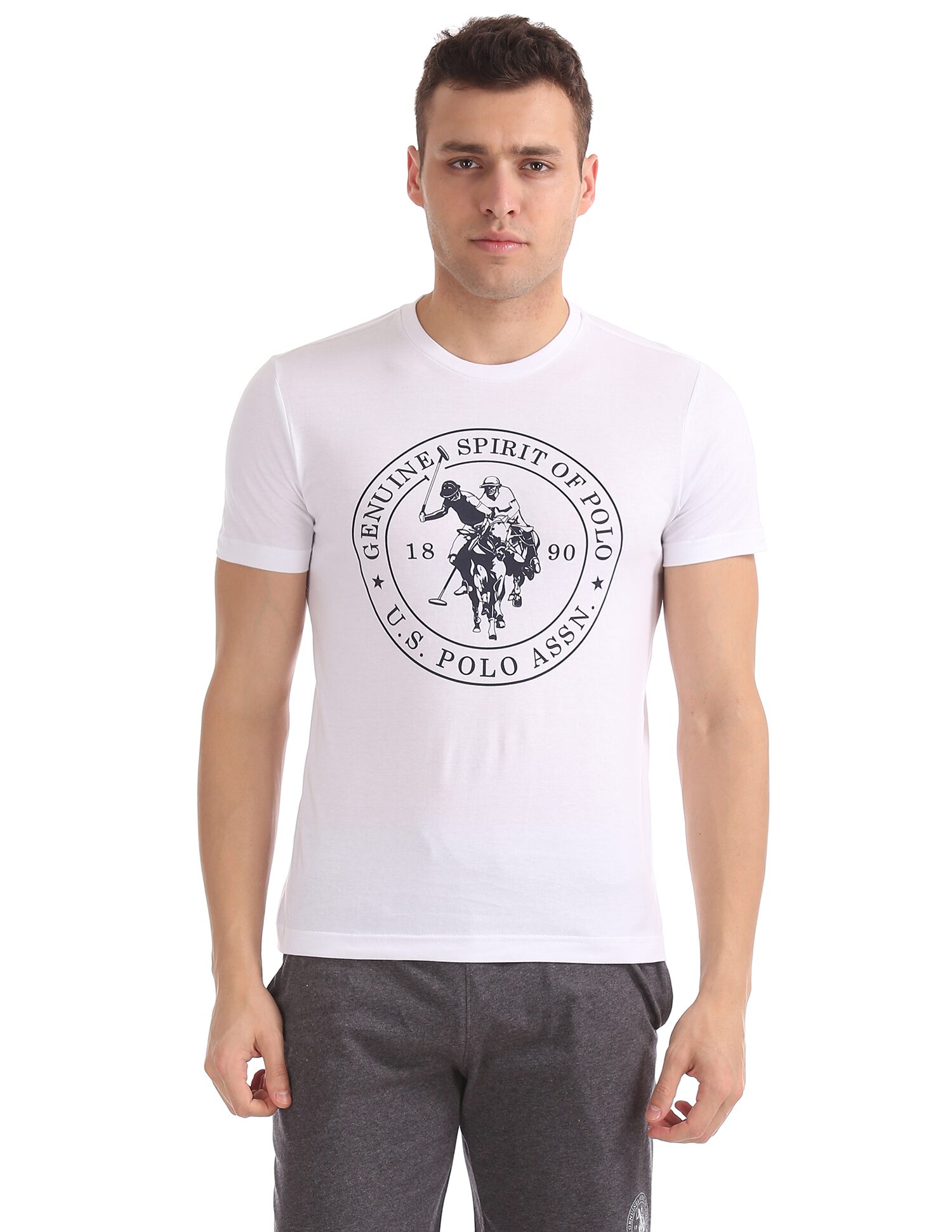 

U S Polo Assn Men White Regular fit Cotton Round neck T-Shirt - Pack Of 1