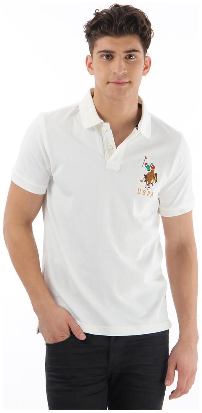 

U S Polo Assn Men White Slim fit Cotton Polo collar T-Shirt - Pack Of 1