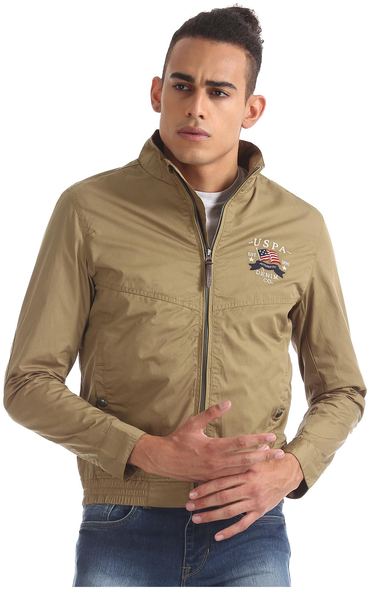 

U S Polo Assn Men Brown Solid Bomber jacket