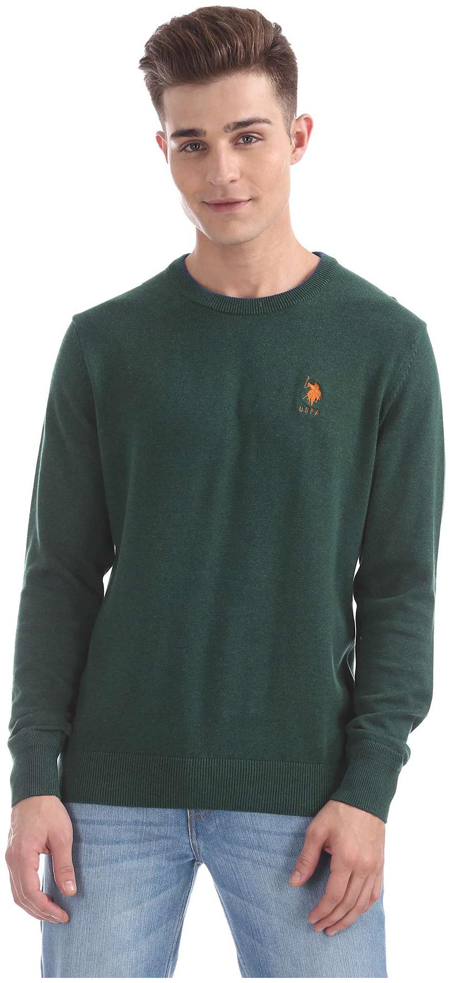 

U S Polo Assn Men Green Round neck Pullover