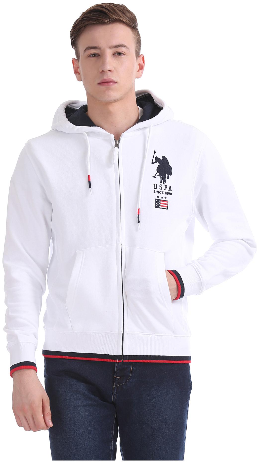 

U S Polo Assn Men White Hooded Hoodie